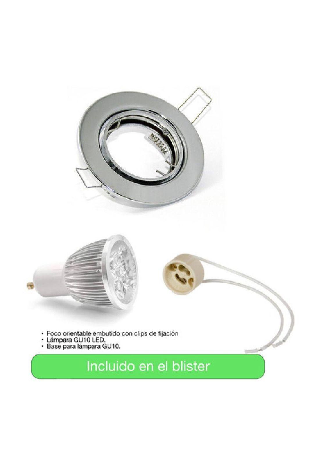 Lampara Foco Orientable Embutido + Base Y Gu10 3w 9cm Neutra-3