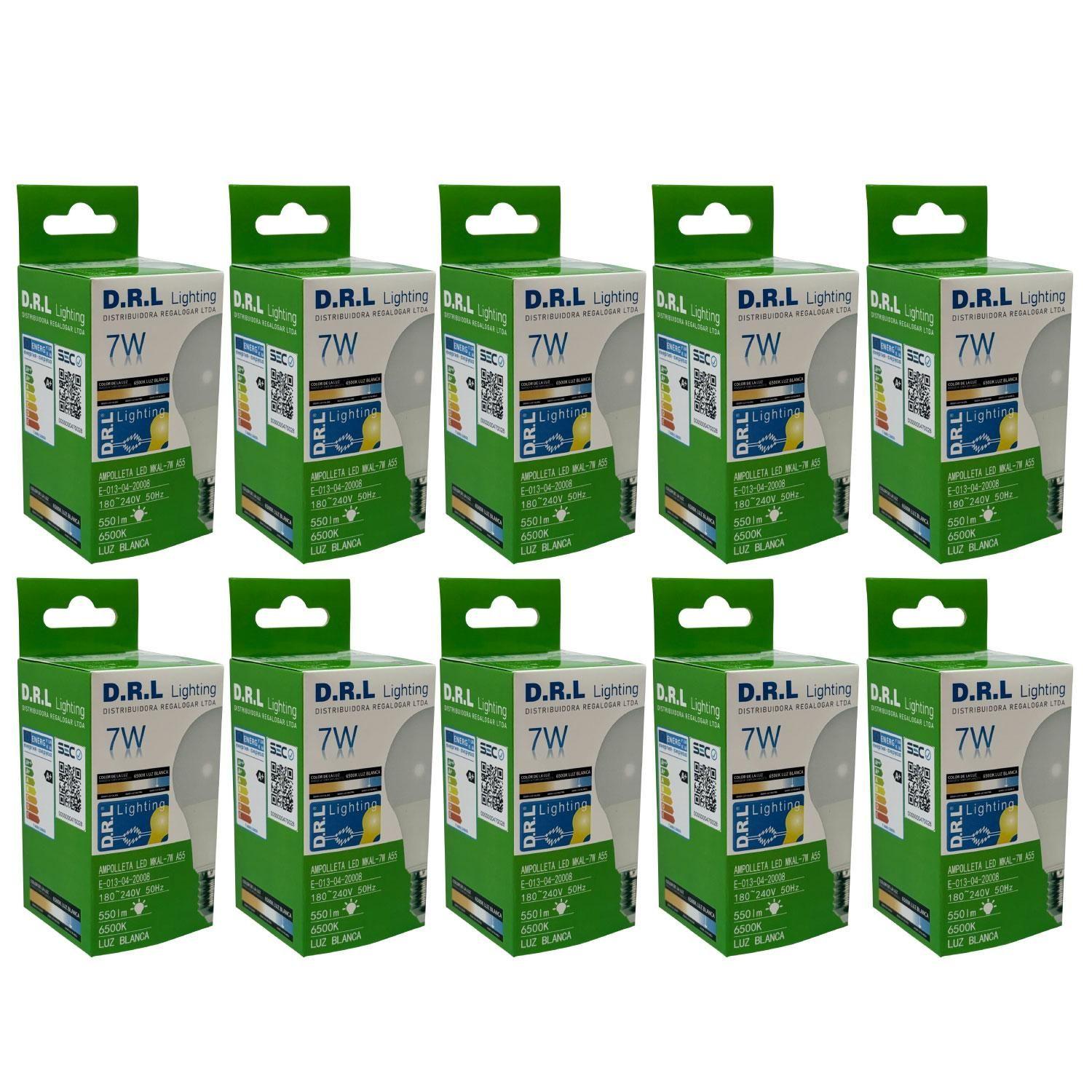 Pack 10 Ampolleta Led Drl 7w 550lm 220v Luz Blanca Fría Pack 10 Blanco Frío-0