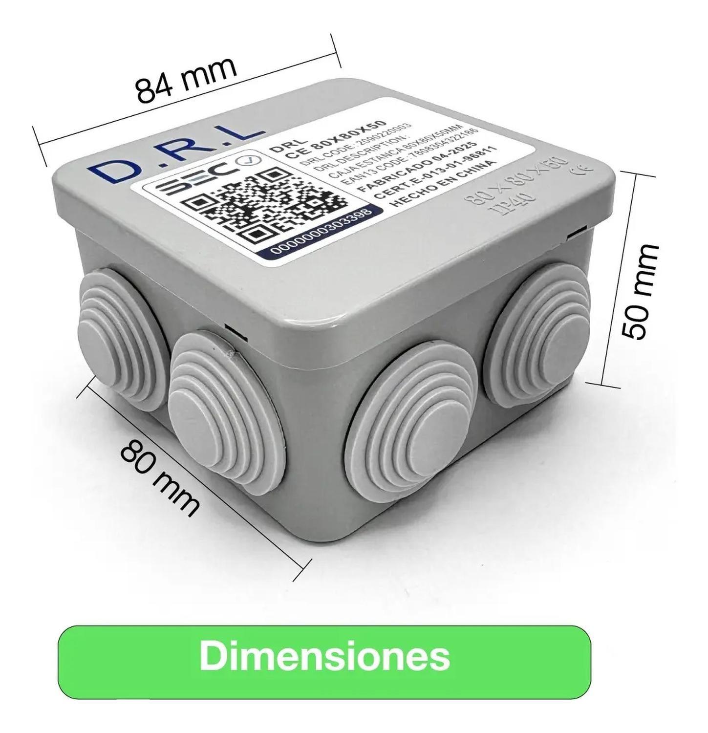 Pack 6 Caja Estanca Derivación Drl Ip40 80x80x50mm Conos Sec Gris-5