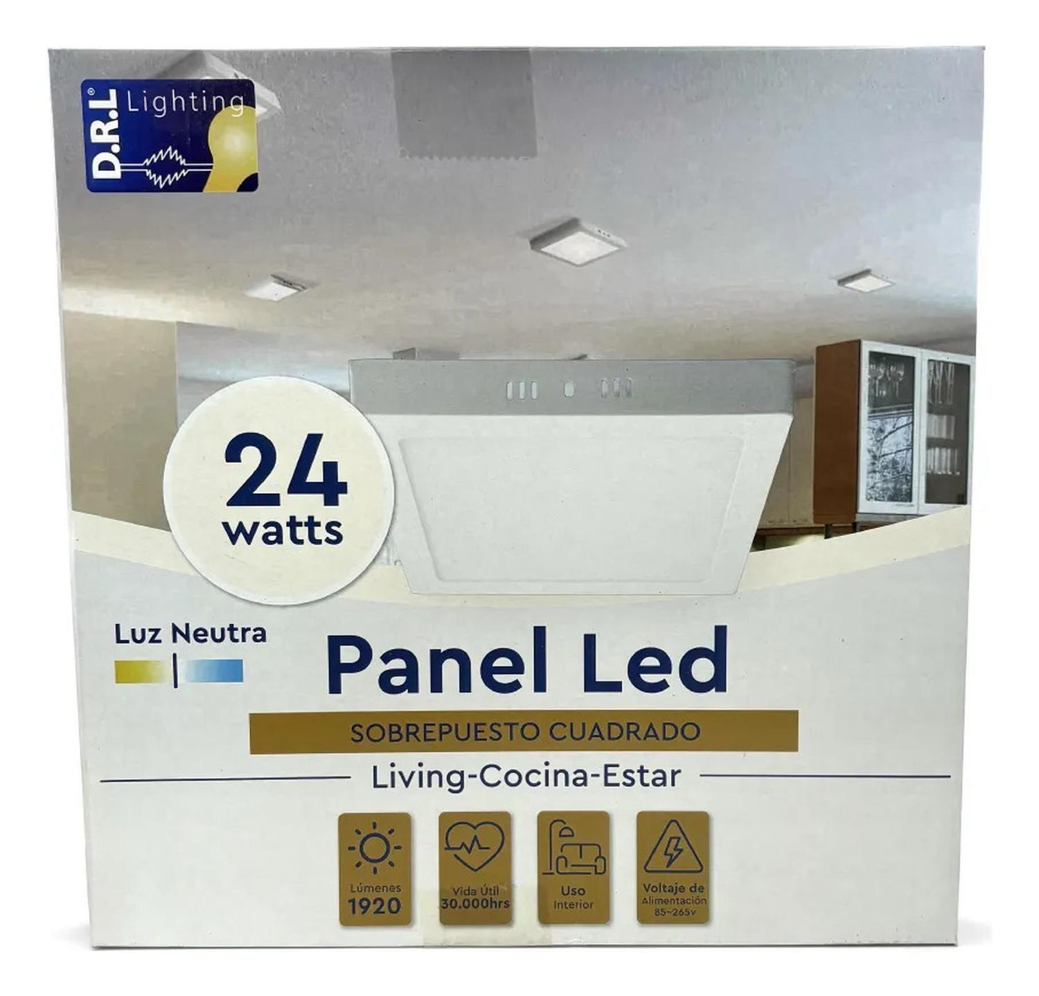 Pack 4 Panel Led Foco Plafón Backlite Sob Cuadrado 24w 4500k Blanco-2