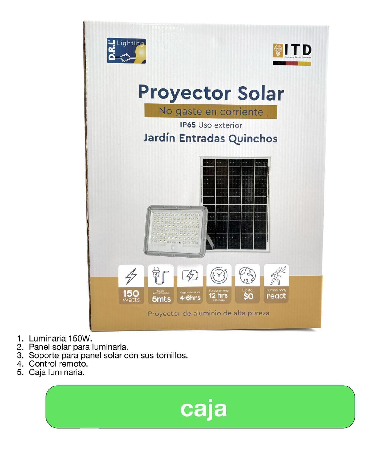 Foco Proyector Solar Led Exterior Itd 150w Fría Ip65 Sensor Gris Blanco Frío-2