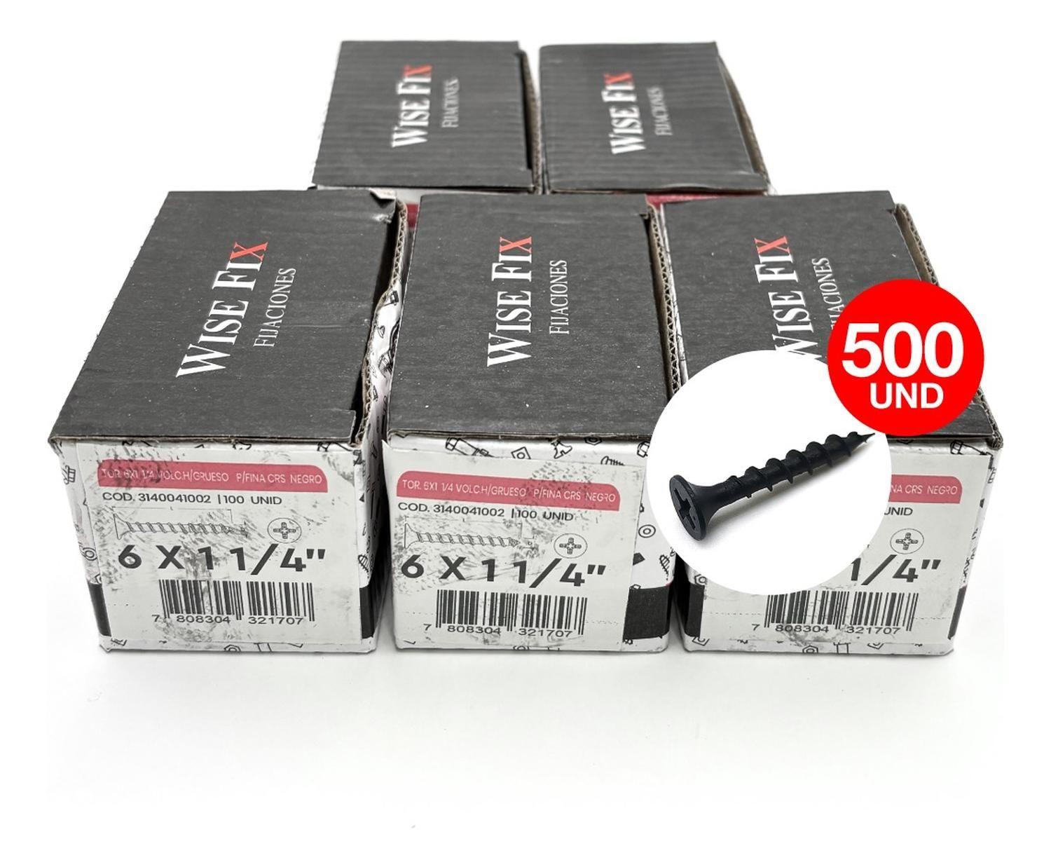 5 Cajas Tornillo Volcanita Wisefix P/fina Negro 6x1 1/4 500u-2