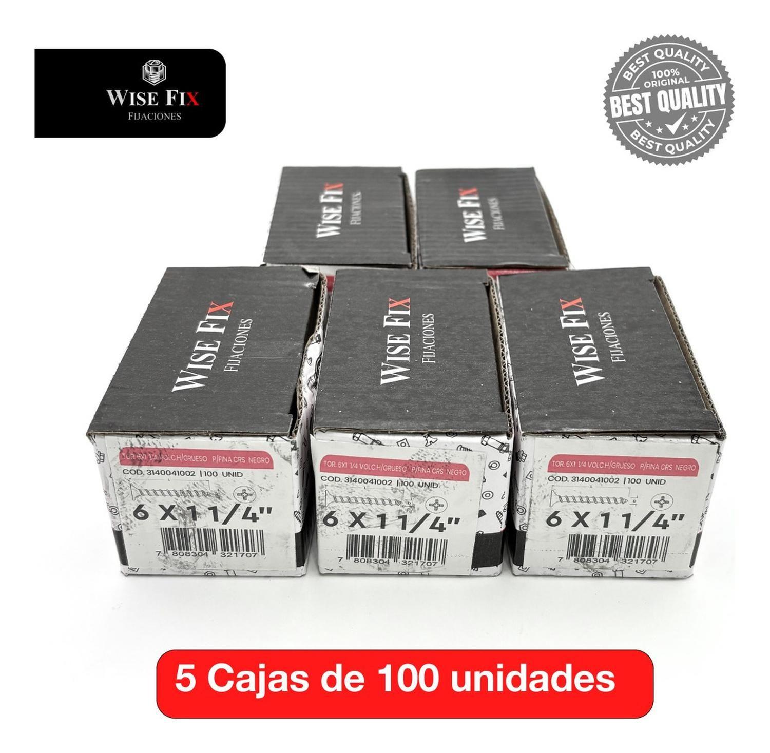 5 Cajas Tornillo Volcanita Wisefix P/fina Negro 6x1 1/4 500u-5