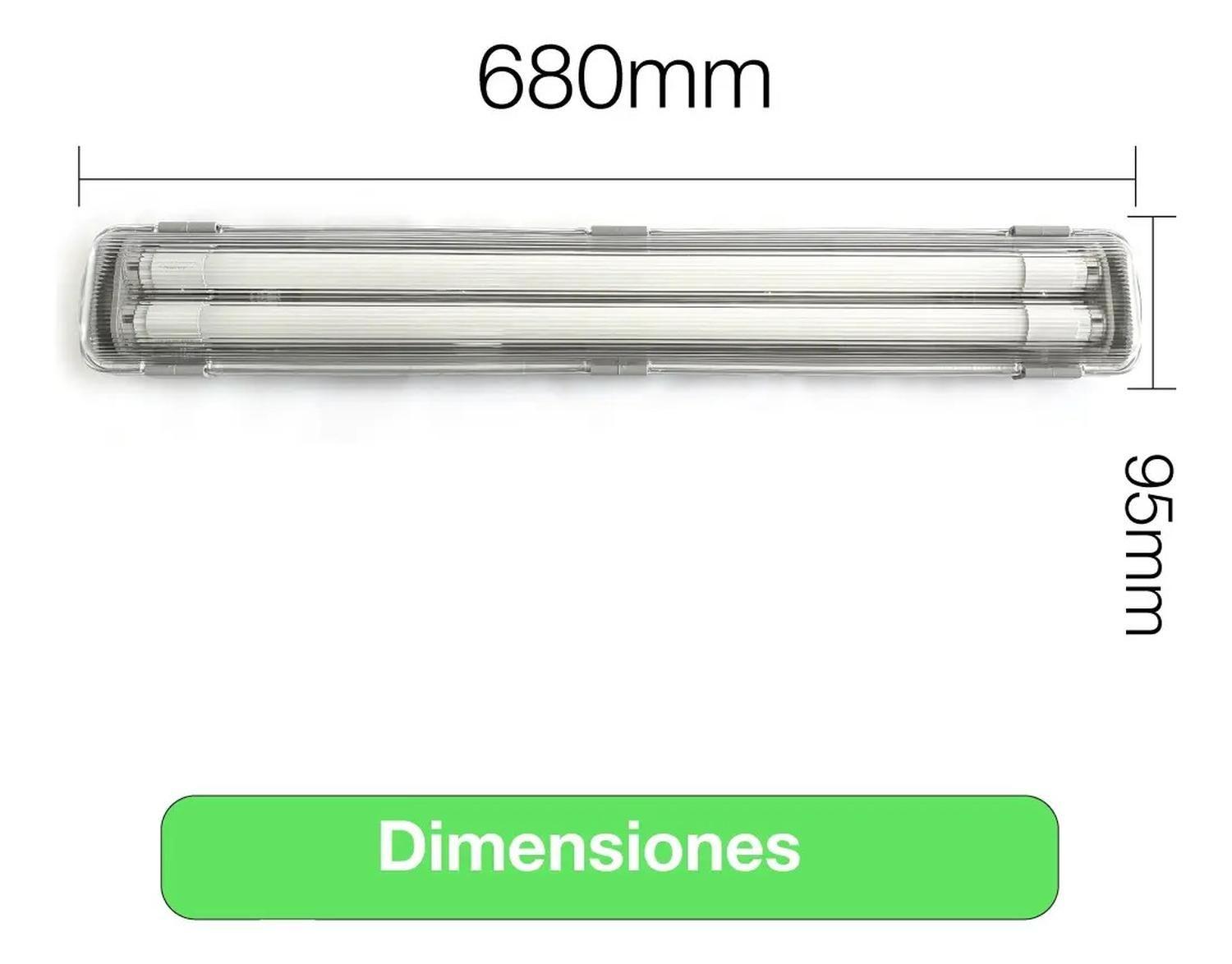 Pack 2 Estanco Led 2x9w Ip65 60cm + 2 Tubos Led Luz Fría Sec-6