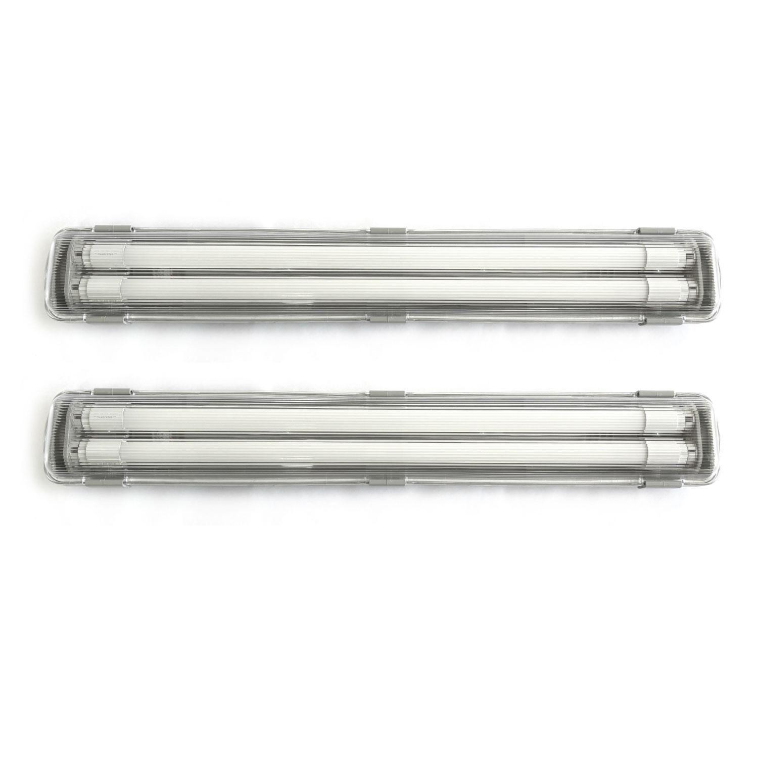 Pack 2 Estanco Led 2x9w Ip65 60cm + 2 Tubos Led Luz Fría Sec-0