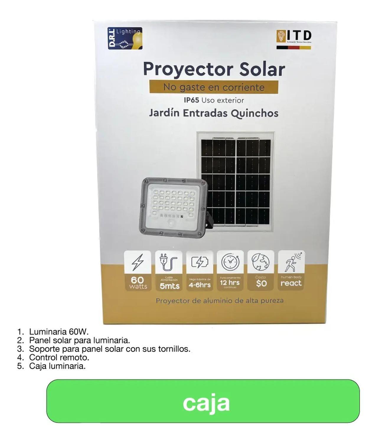 Foco Proyector Solar Led Exterior Itd 60w Fría Ip65 Sensor Gris Blanco Frío-2