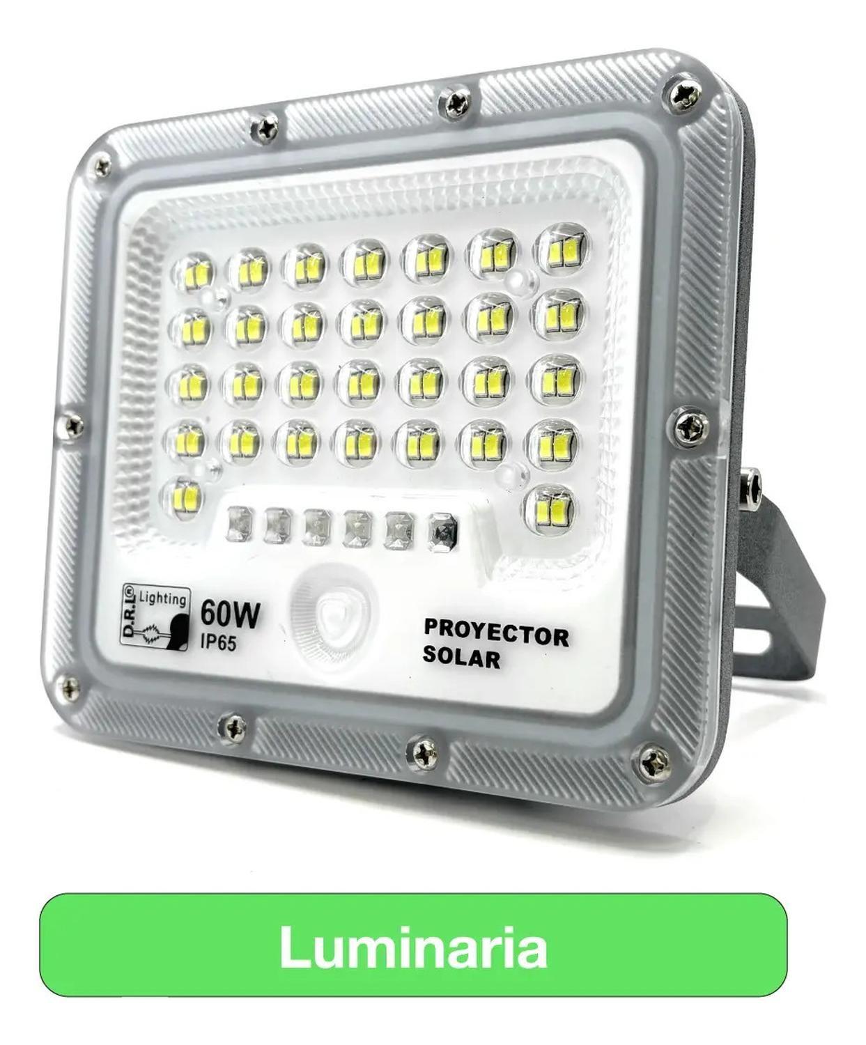 Foco Proyector Solar Led Exterior Itd 60w Fría Ip65 Sensor Gris Blanco Frío-3