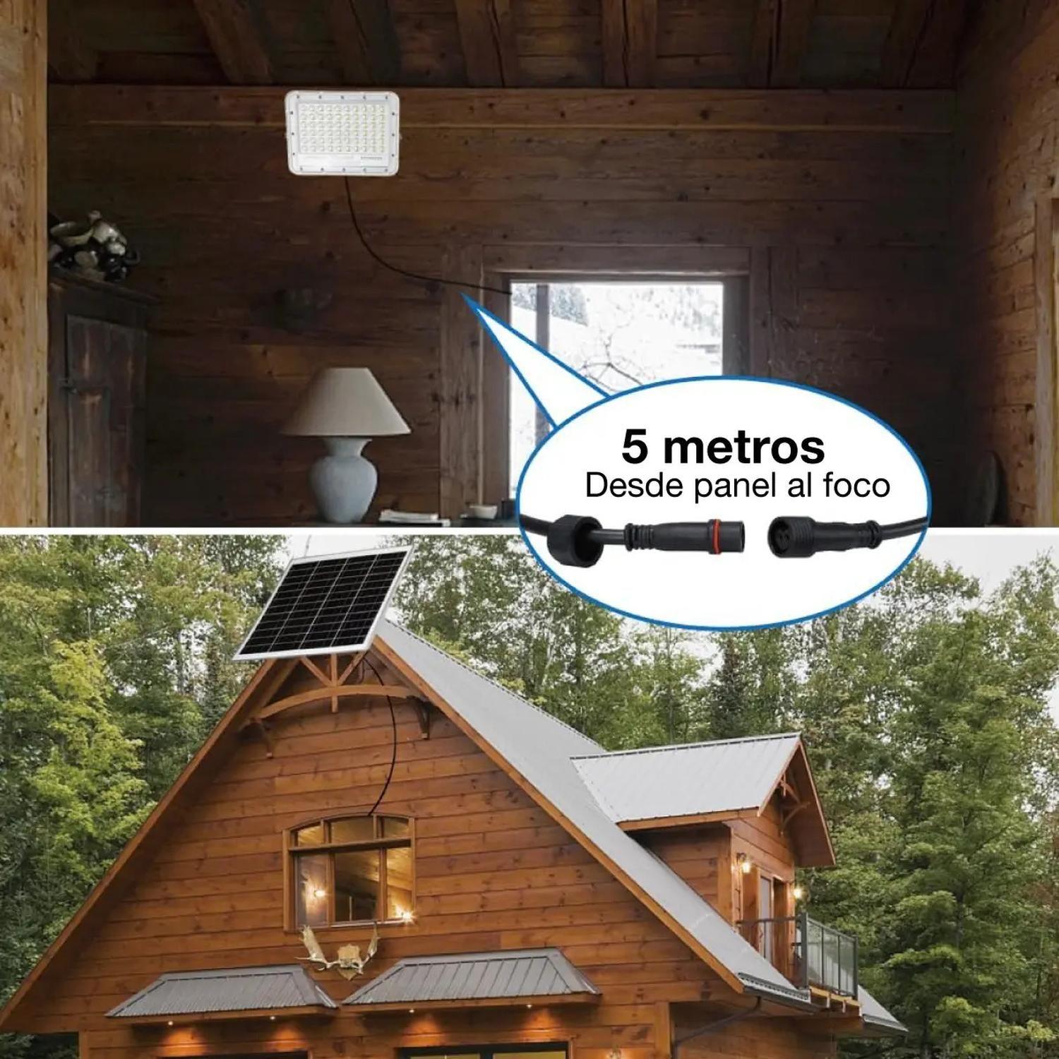 Foco Proyector Solar Led Exterior Itd 60w Fría Ip65 Sensor Gris Blanco Frío-8