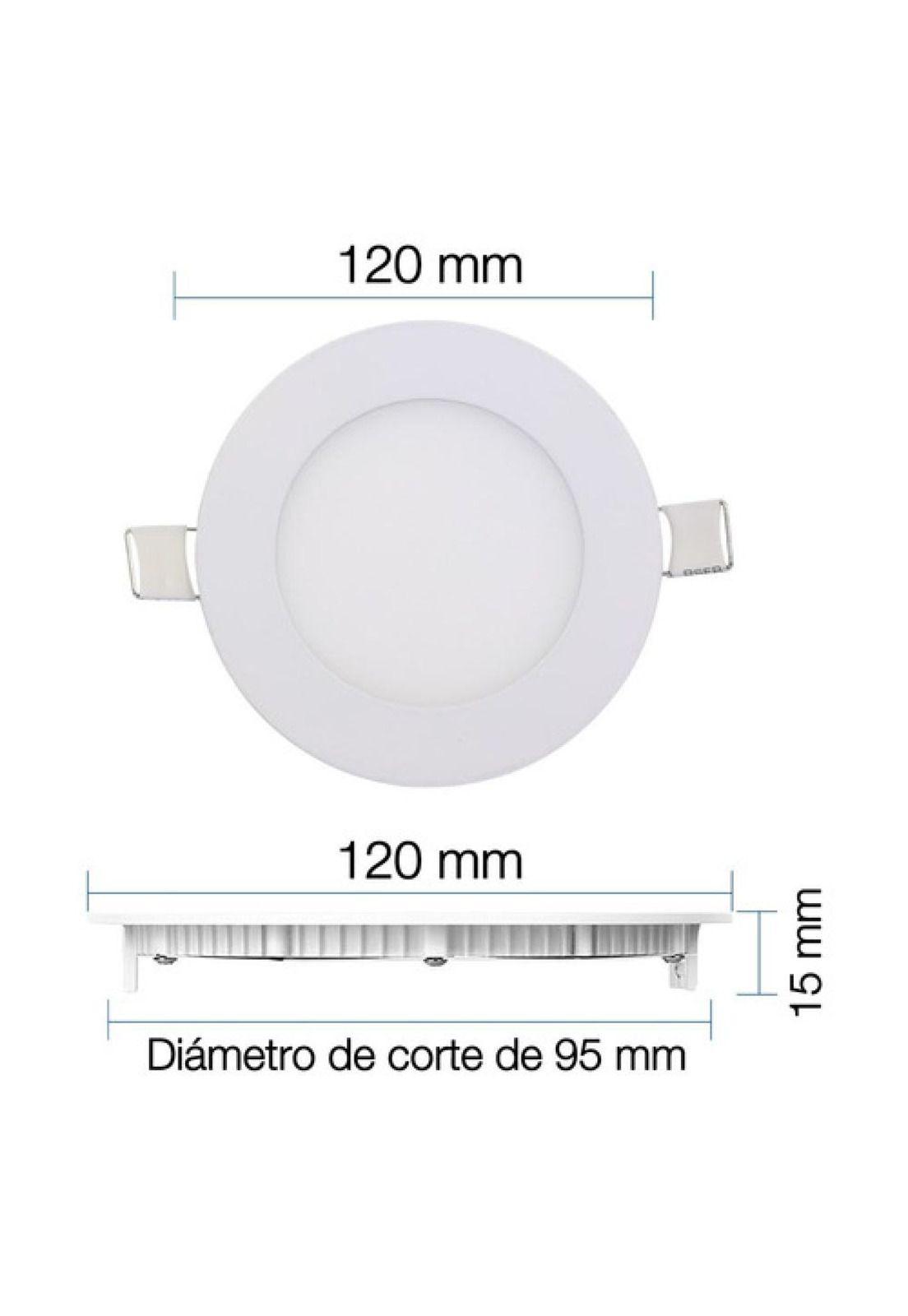 Panel Led Foco Plafón Empotrado Redondo 6w 12cm Luz Fría Blanco-2