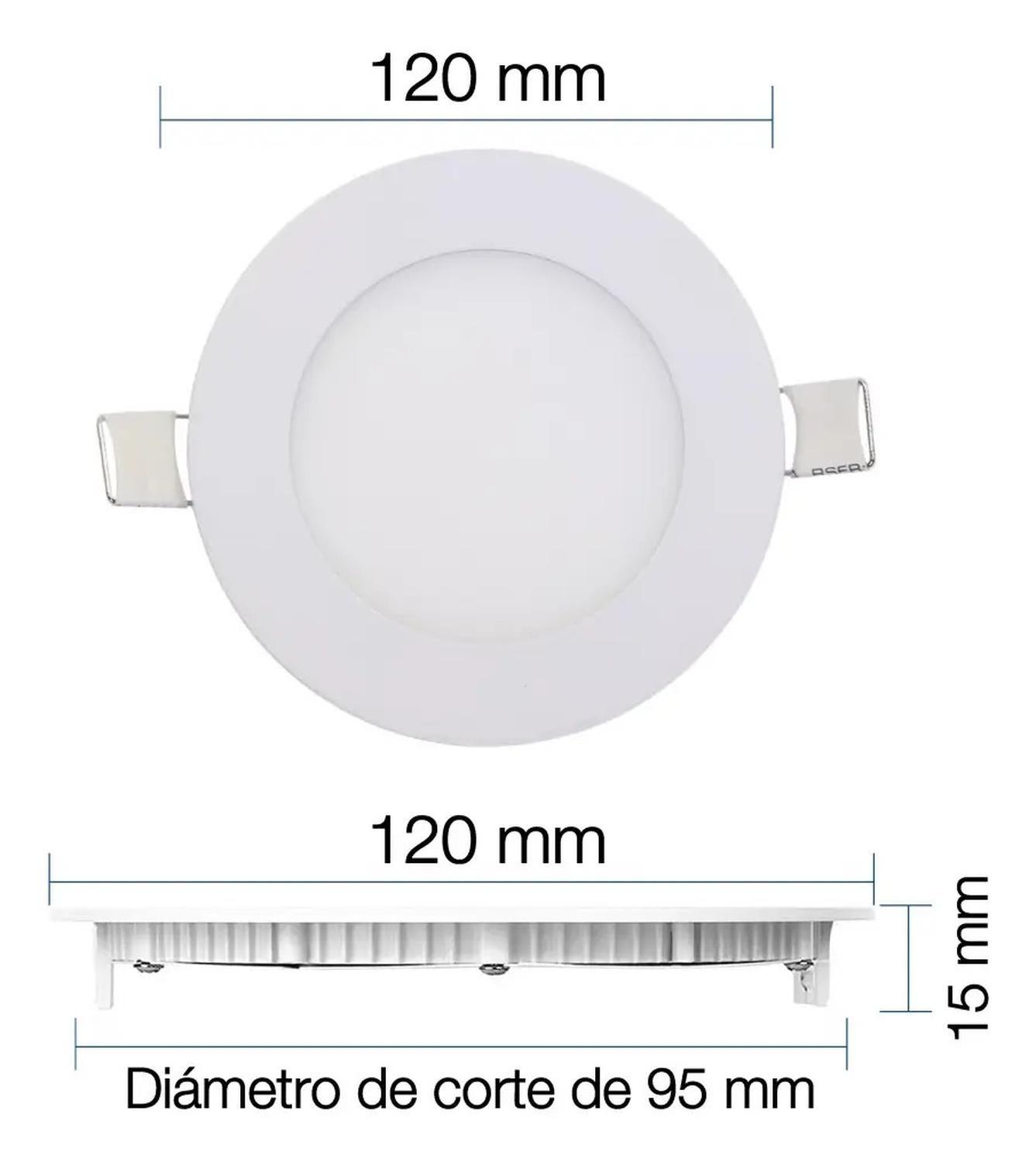Panel Led Foco Plafón Empotrado Redondo 6w 12cm Luz Fría Blanco-2