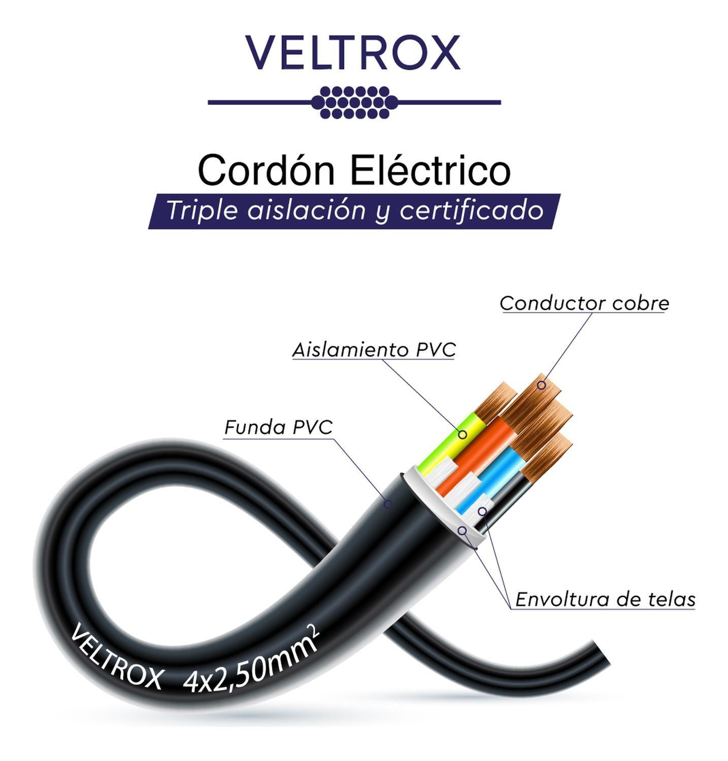 Cordón Eléctrico Veltrox Flexible 4x2,50mm2 10m Negro Sec Negro-4