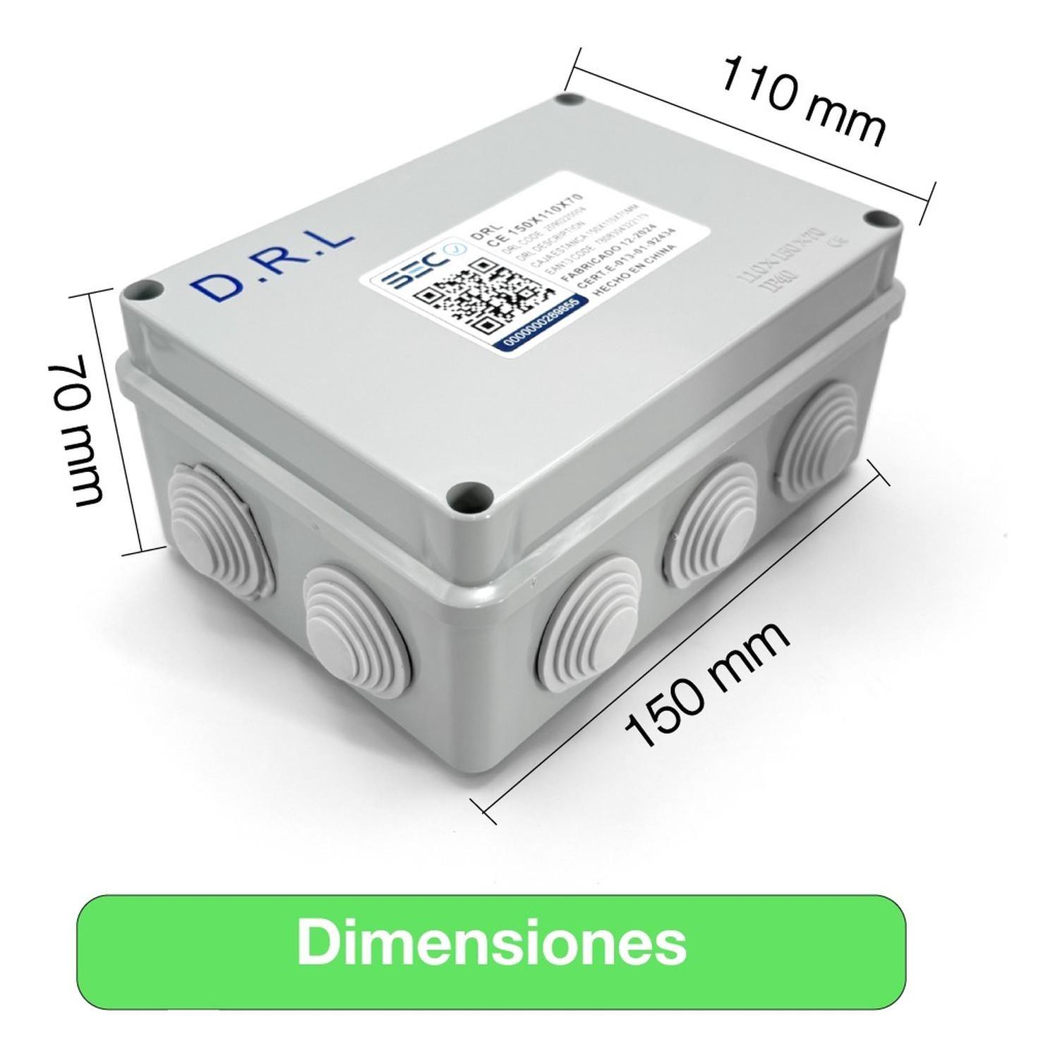 Caja Estanca Derivación Drl Ip40 Pvc 150x110x70mm Conos Sec Gris-6