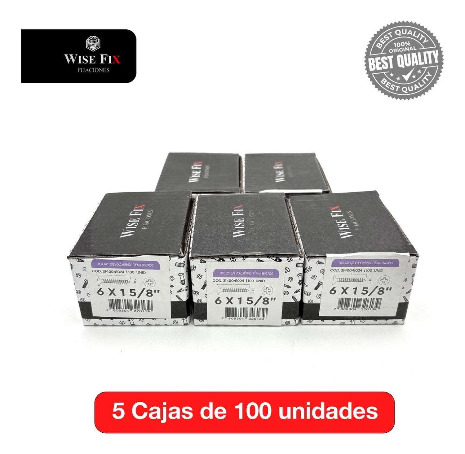 5 Caja Tornillo Volcanit Wisefix P/fina Zincado 6x1 5/8 500u-2