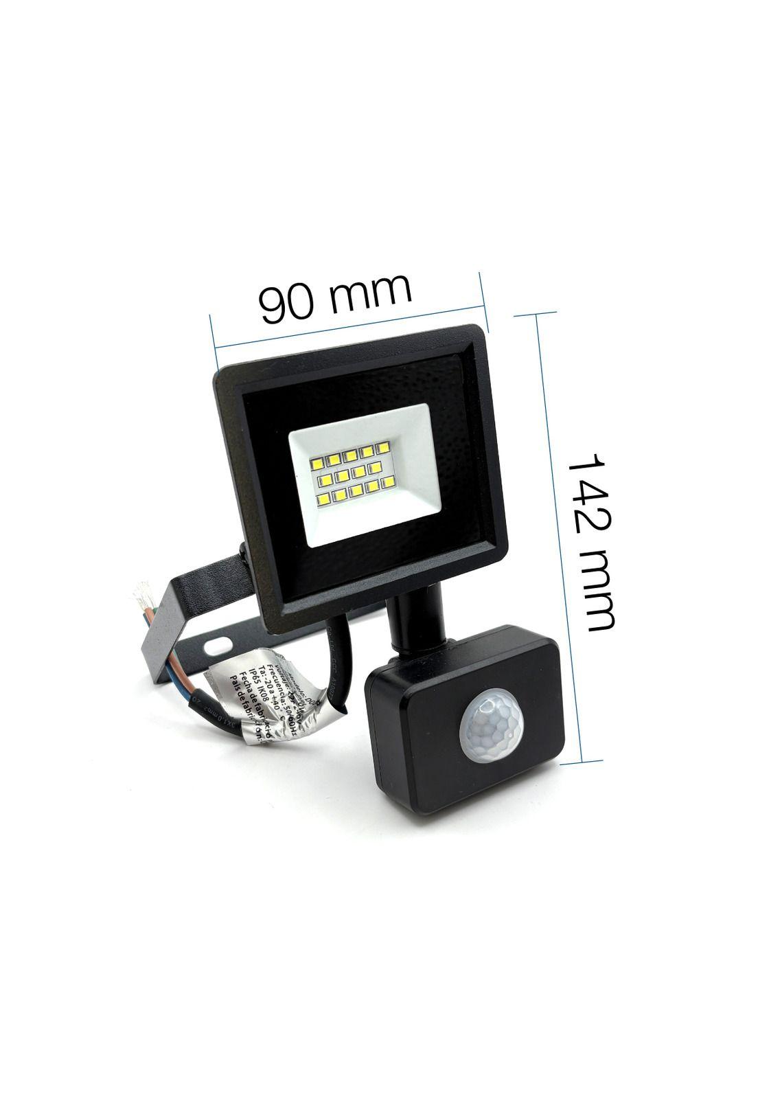 Foco Proyector Led Reflector Con Sensor 10w Ip65 Luz Blanca Negro Blanco Frío-4