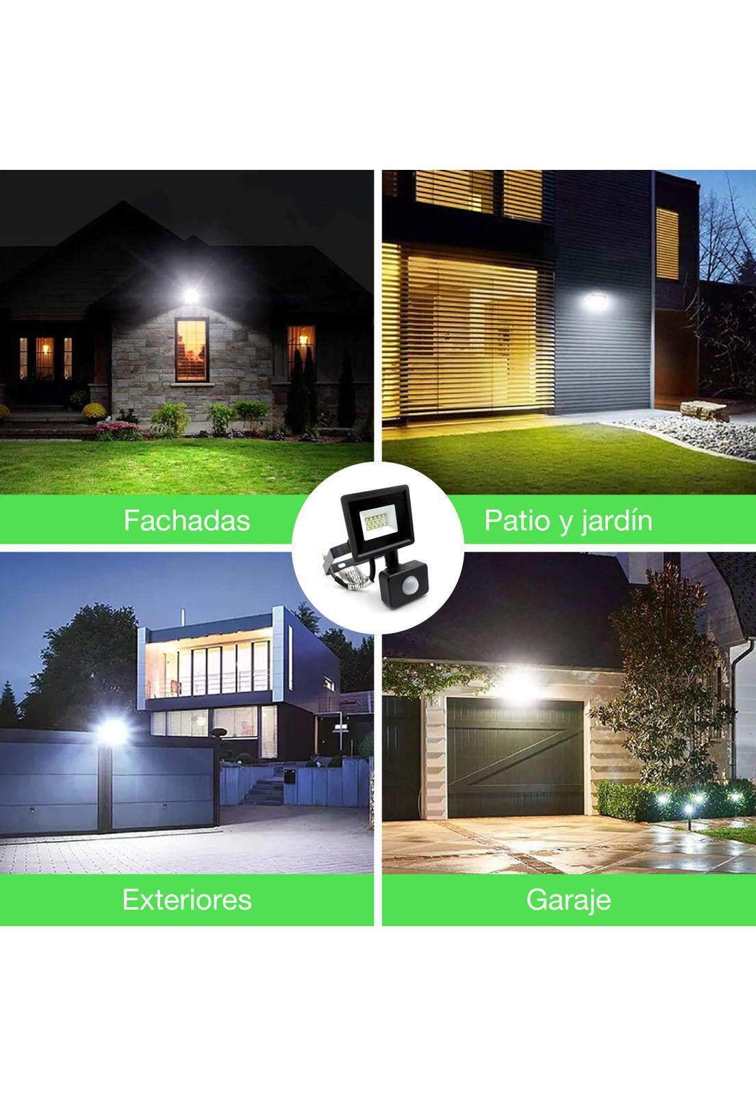 Foco Proyector Led Reflector Con Sensor 10w Ip65 Luz Blanca Negro Blanco Frío-5