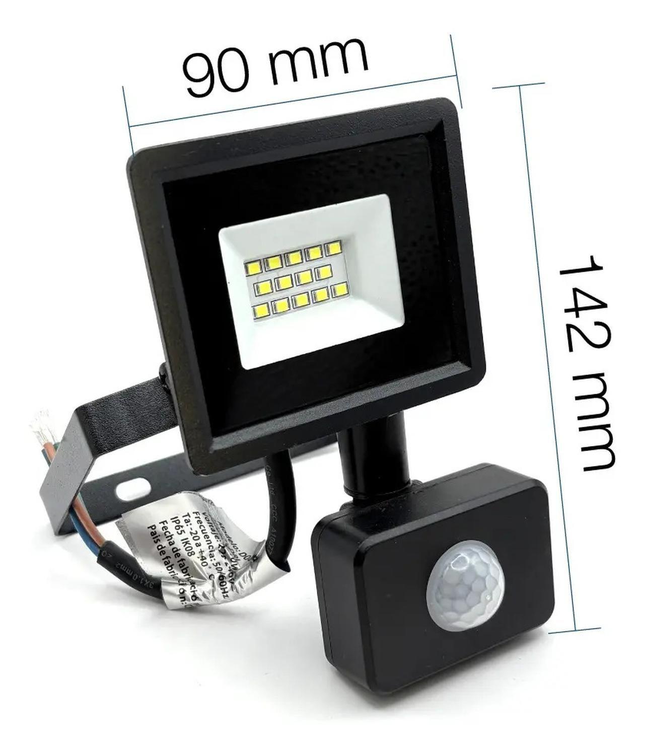 Foco Proyector Led Reflector Con Sensor 10w Ip65 Luz Blanca Negro Blanco Frío-4