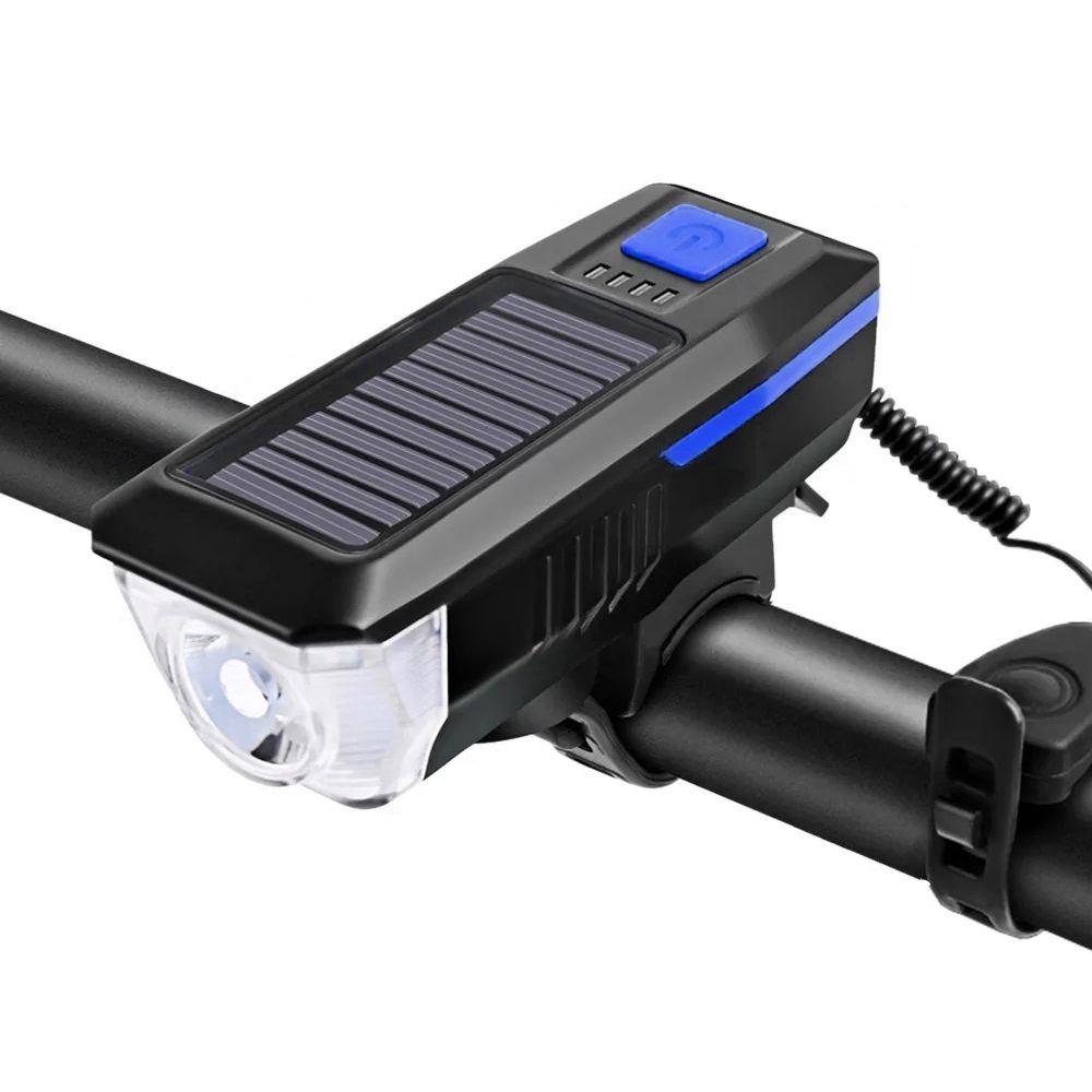 Luz Solar Delantera Con Bocina Azul-0