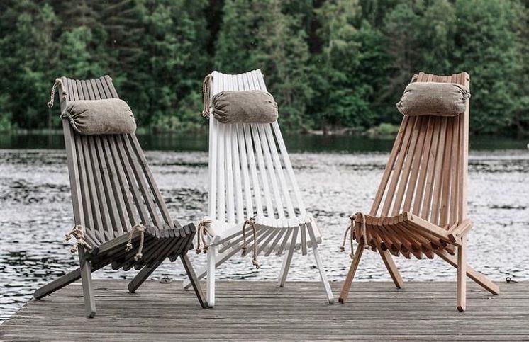 Silla Finlandesa madera Pino Silvestre Europeo Blanco Aceitado / Silla, Reposera Terraza-2