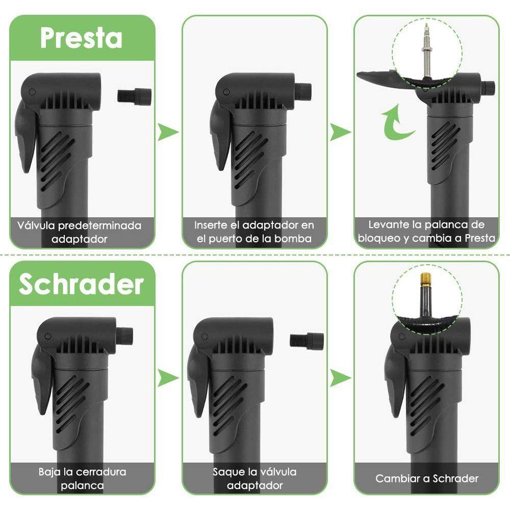 Bombin Mini Inflador Para Bicicleta y Balon Negro-3
