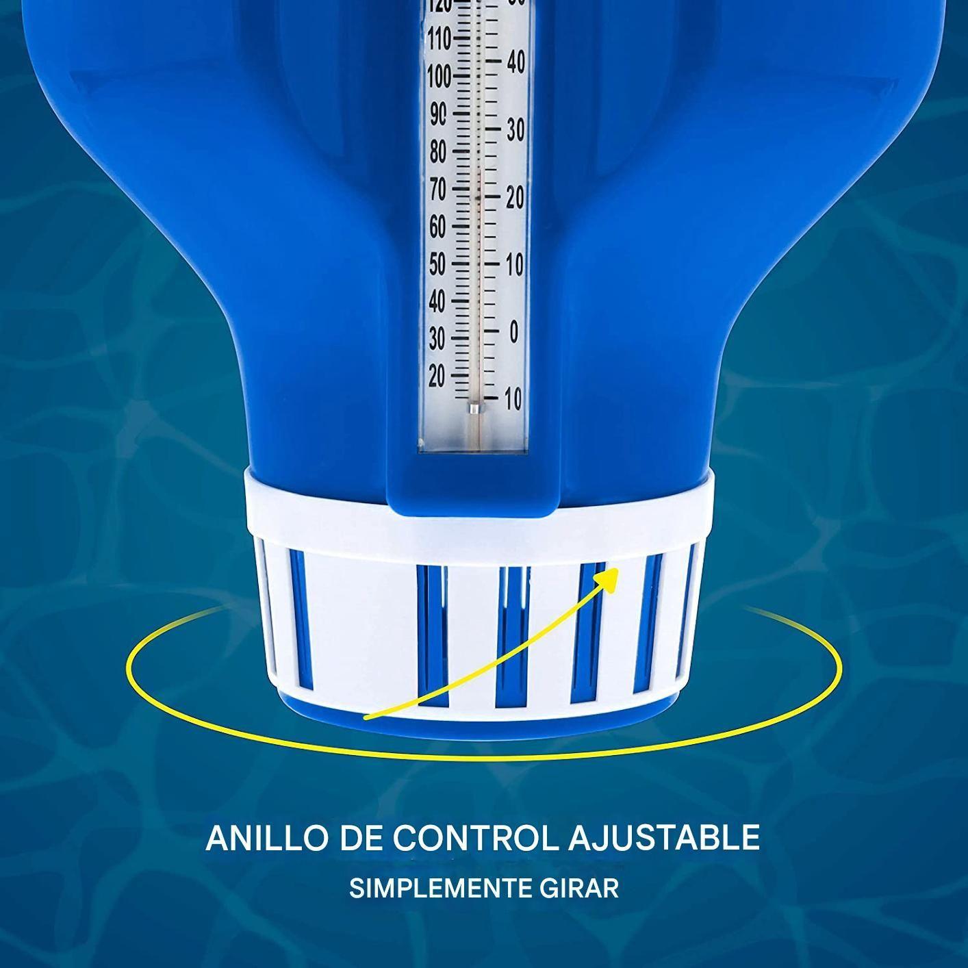 Flotador Porta Cloro para Piscina con Termómetro-4