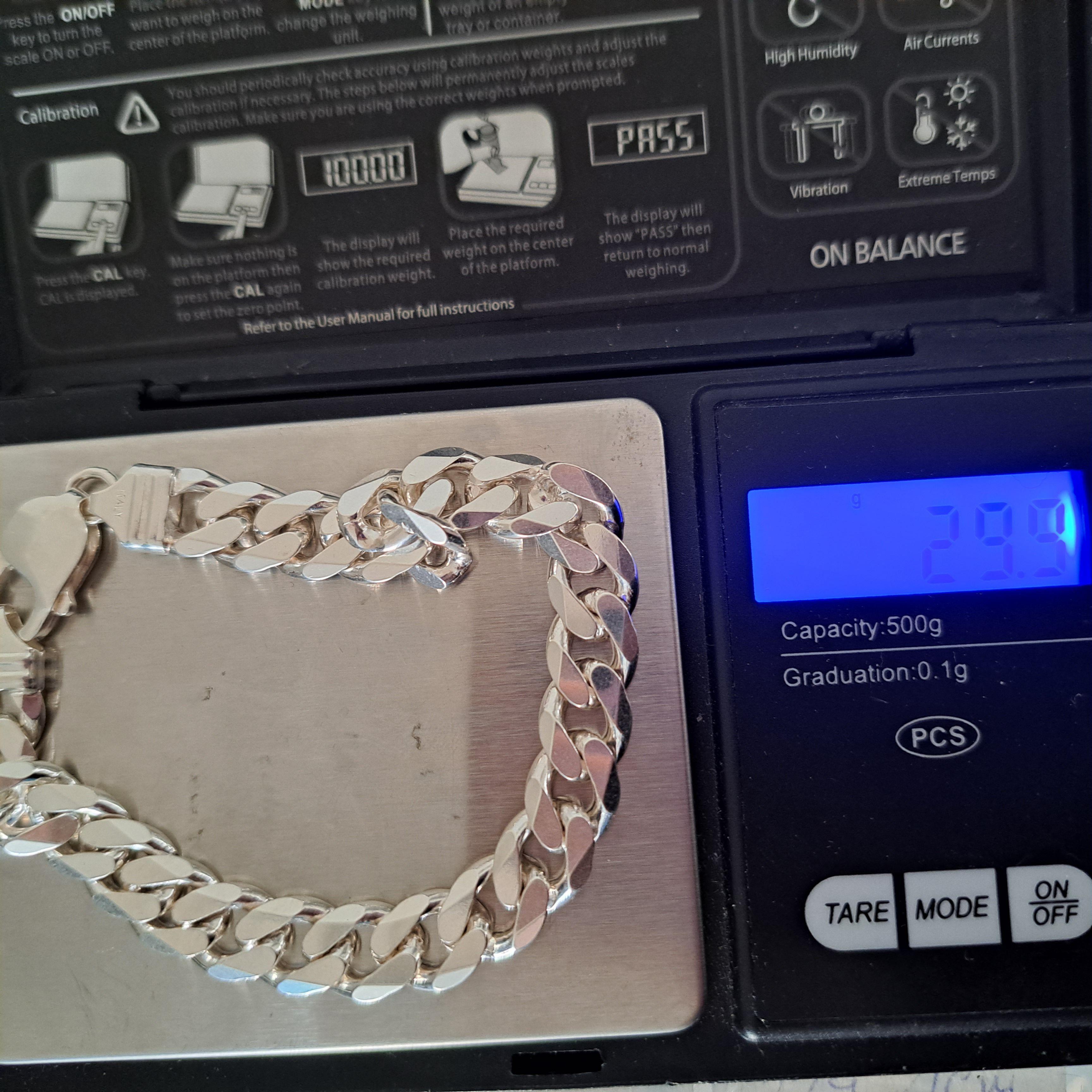pulsera plata italiana gruesa hombre -5