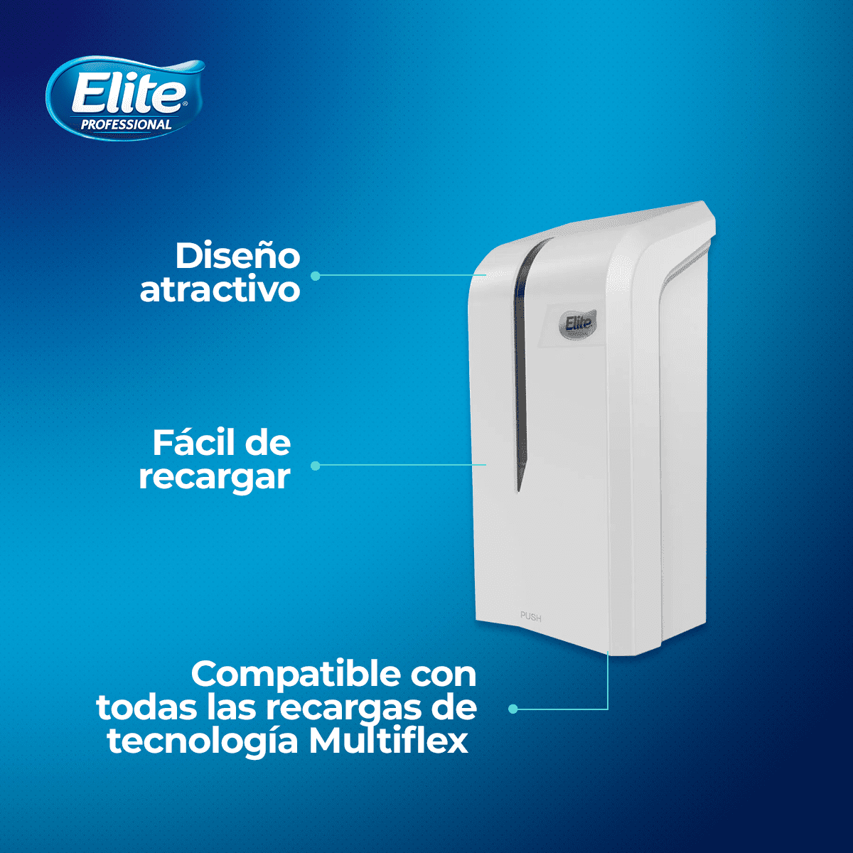 Dispensador De Jabón Multiflex Blanco Elite Professional-2