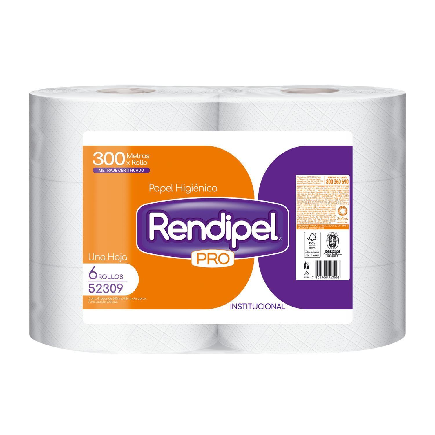 Papel Higiénico Rollo 6 Un x 300 Mts Rendipel Pro-1