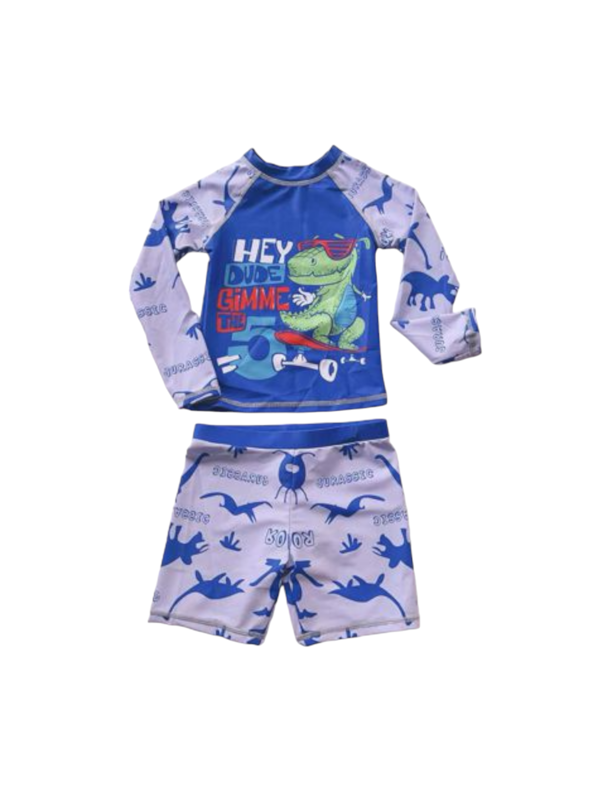 Traje de Baño de Niño Short y Polera Manga Larga Estampado de Dibujos Animados-0