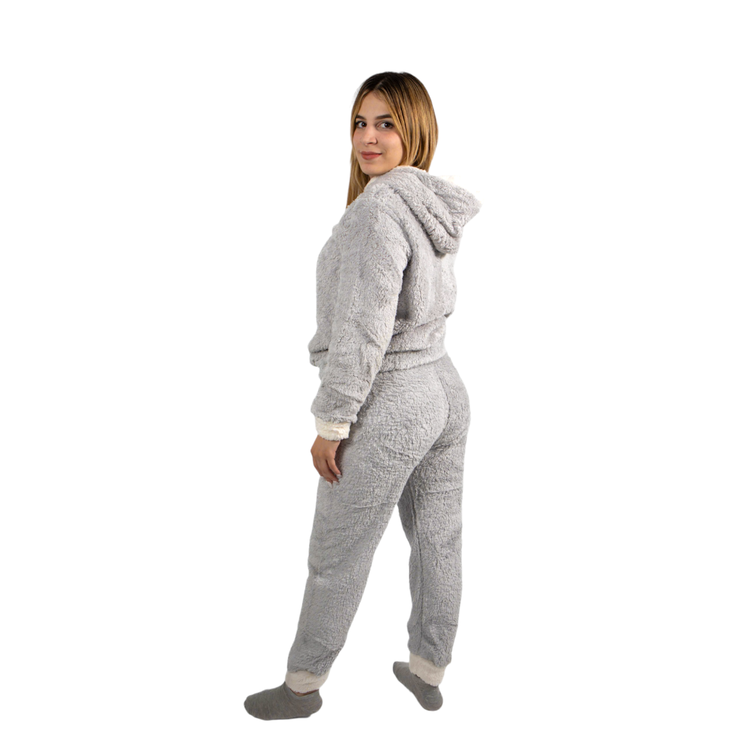 Pijama Mujer Polar Sherpa con Capucha  Diseño Conejito-1