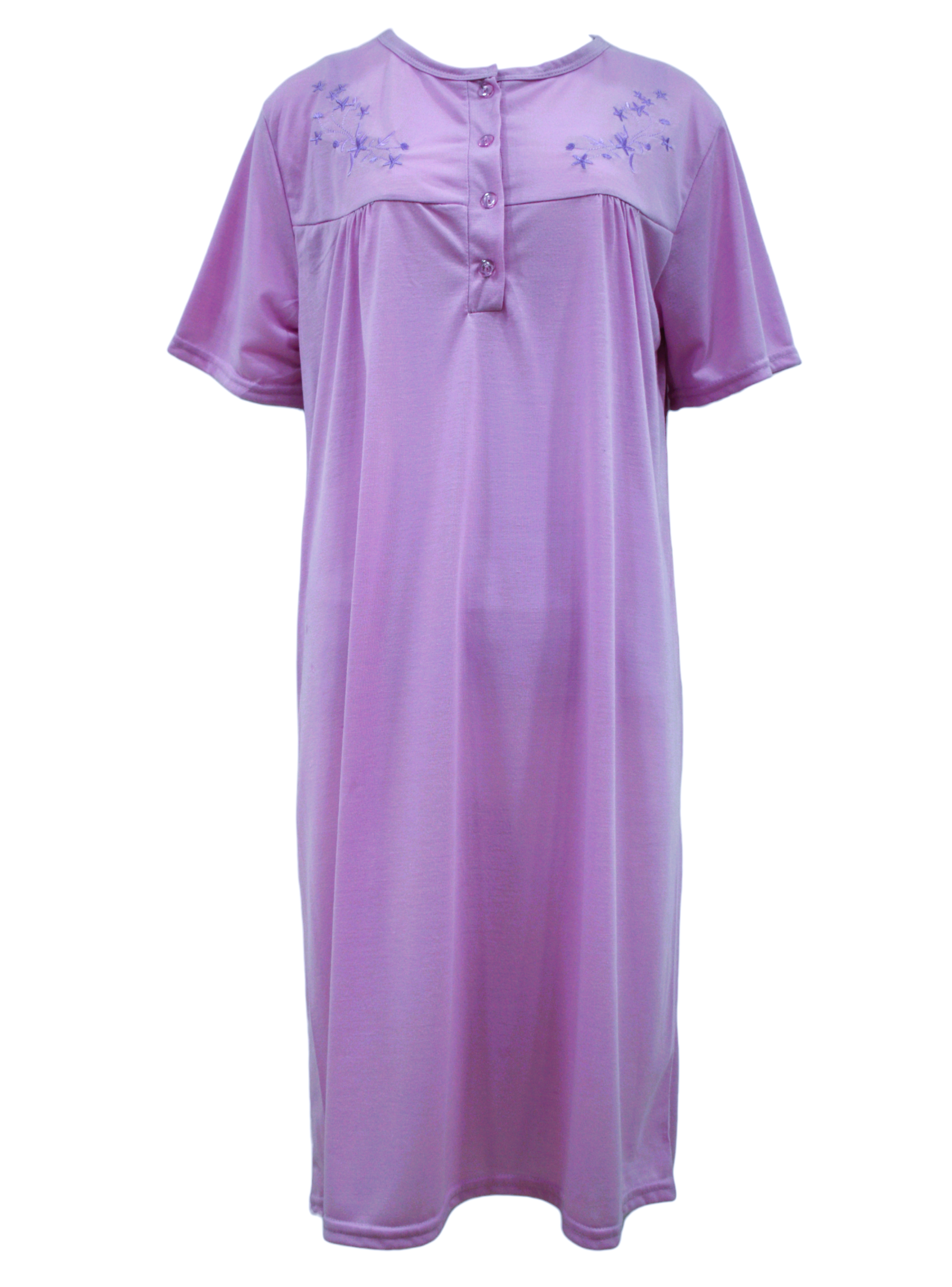 Pijama Camisola Mujer Manga Corta Diseño Bordado Flores-0