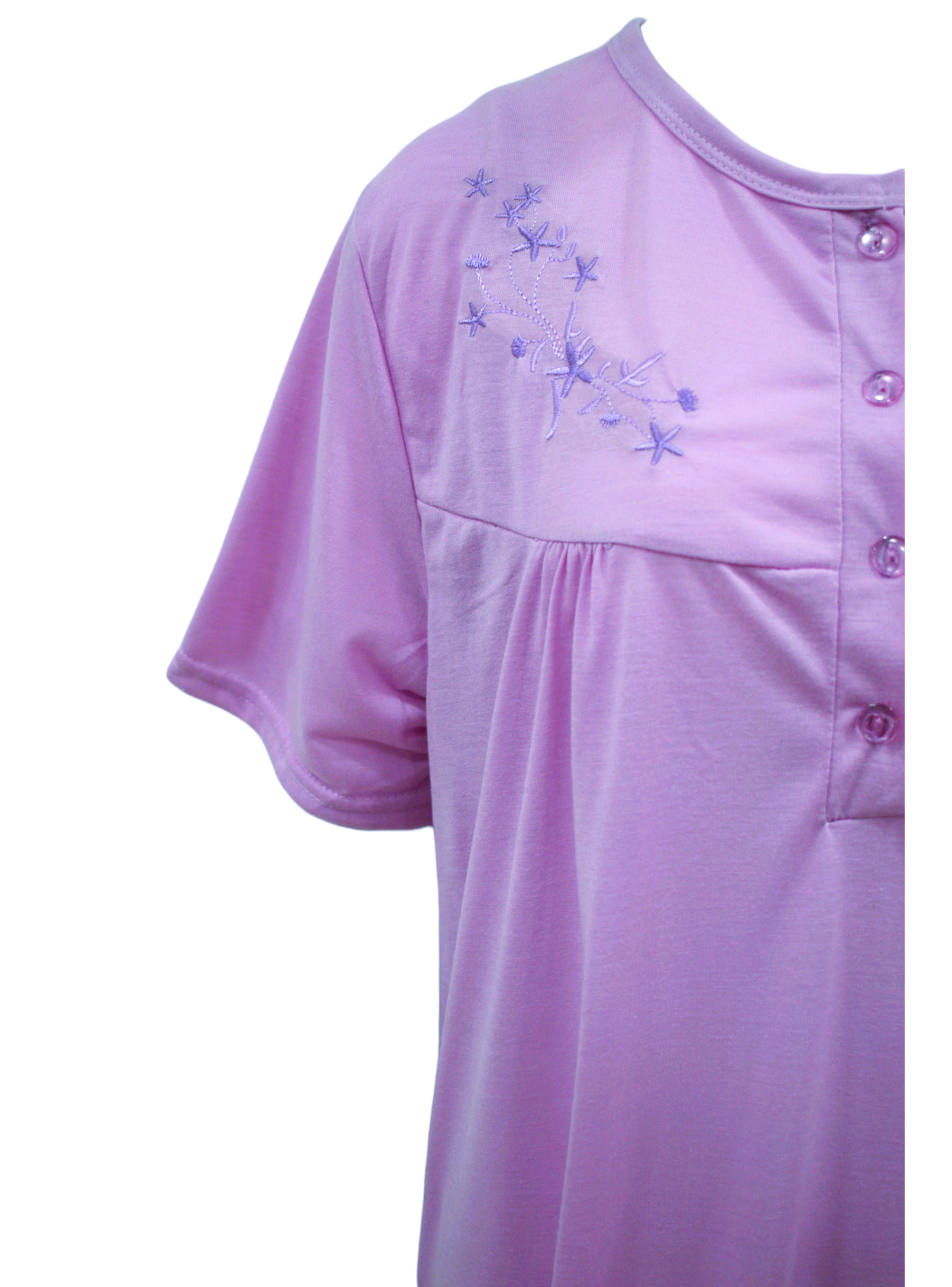 Pijama Camisola Mujer Manga Corta Diseño Bordado Flores-2