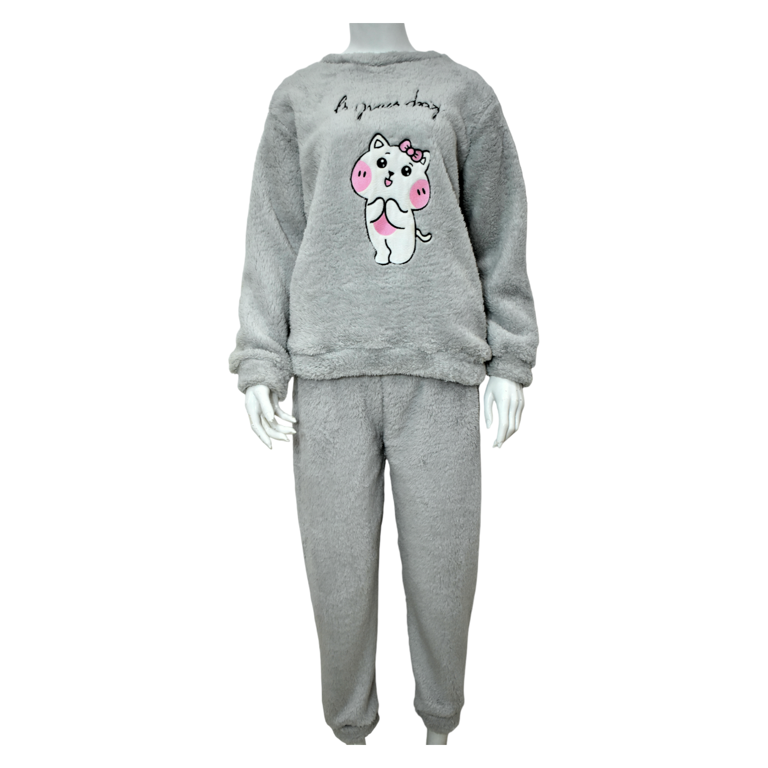 Pijama Mujer Polar Sherpa Diseño Gatita Cute-2