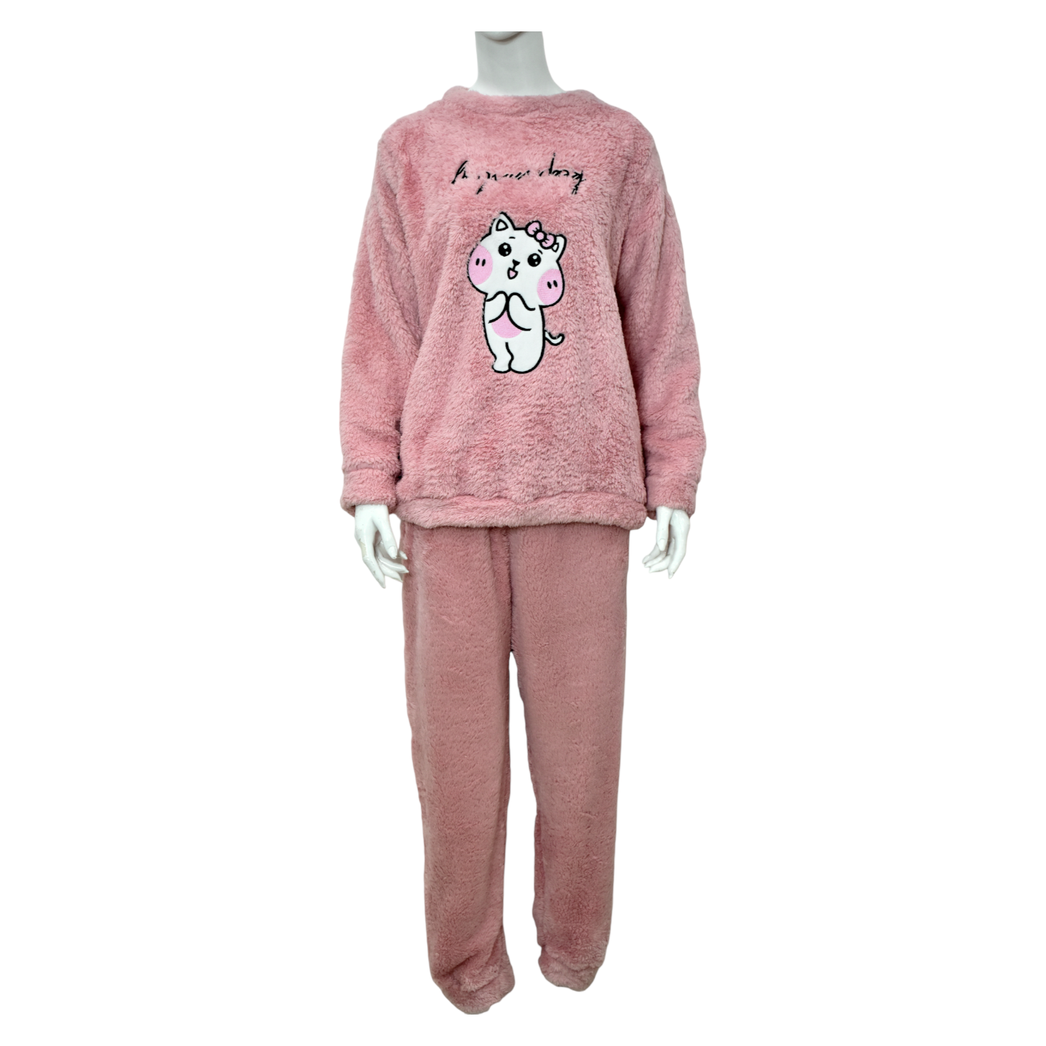 Pijama Mujer Polar Sherpa Diseño Gatita Cute-2