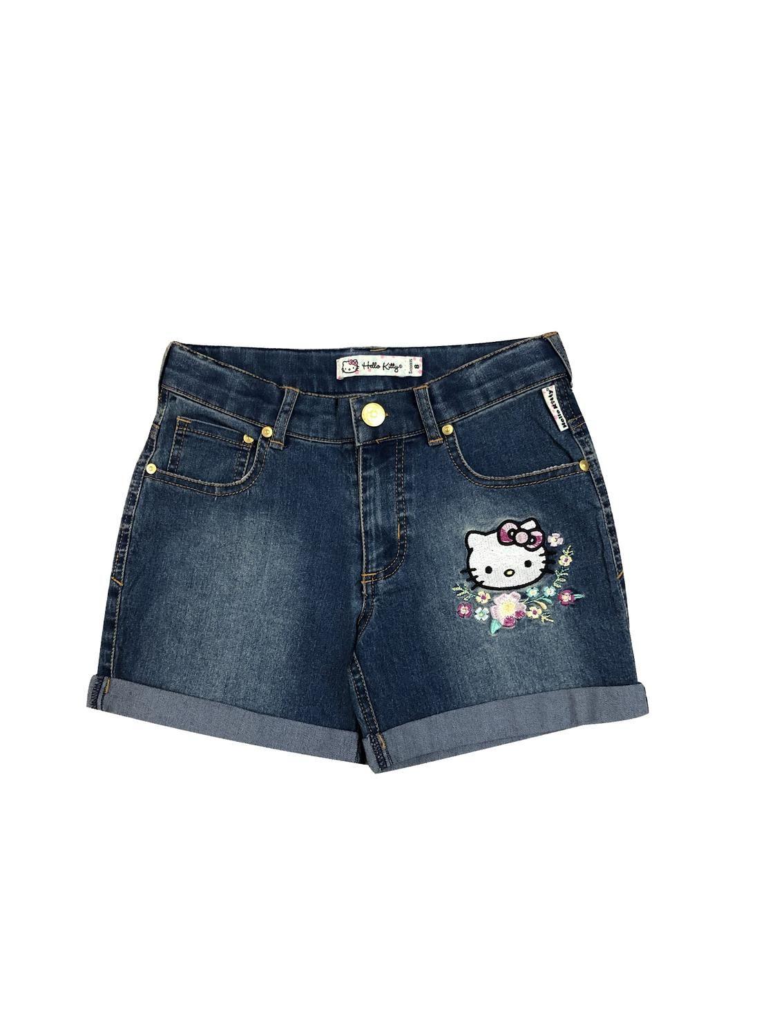 Short Niña Mezclilla Bordado Hello Kitty-0