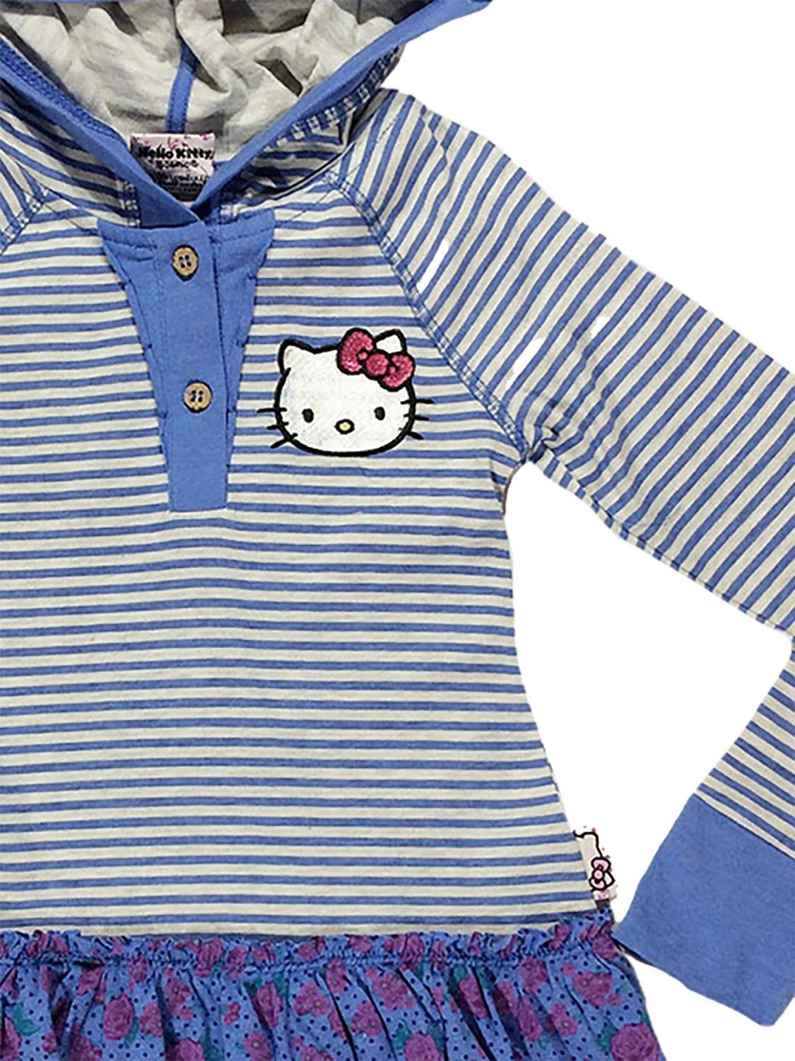 Vestido Algodón Niña Con Capucha Bordado Hello Kitty-1