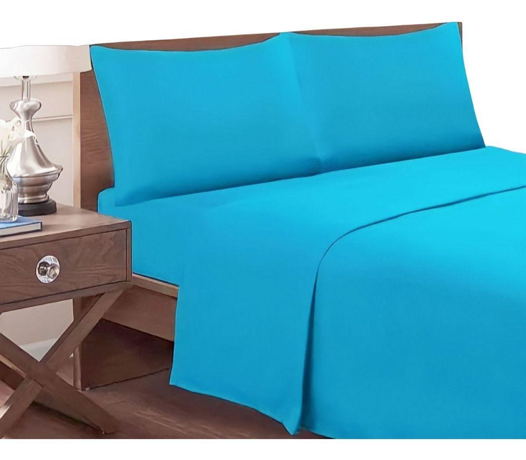 Juego De Sabanas 1.5 Plaza 144 Hilos Celeste-0