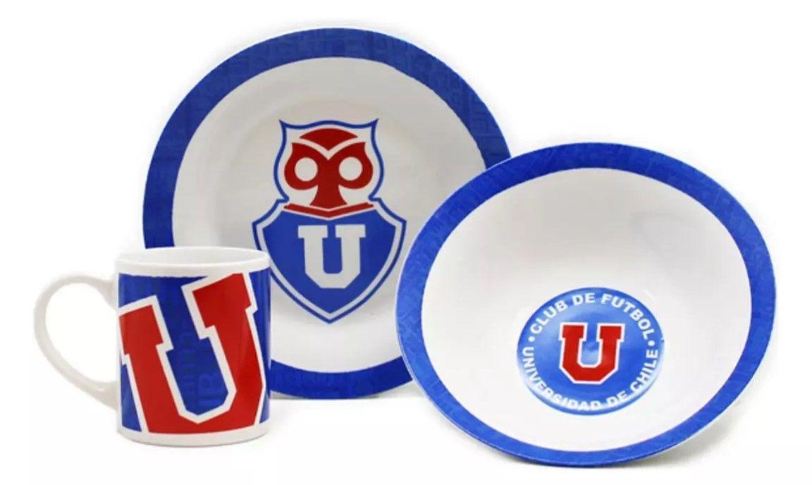 Universidad De Chile Set Desayuno 3 Piezas Plato Bowl Tazón-1