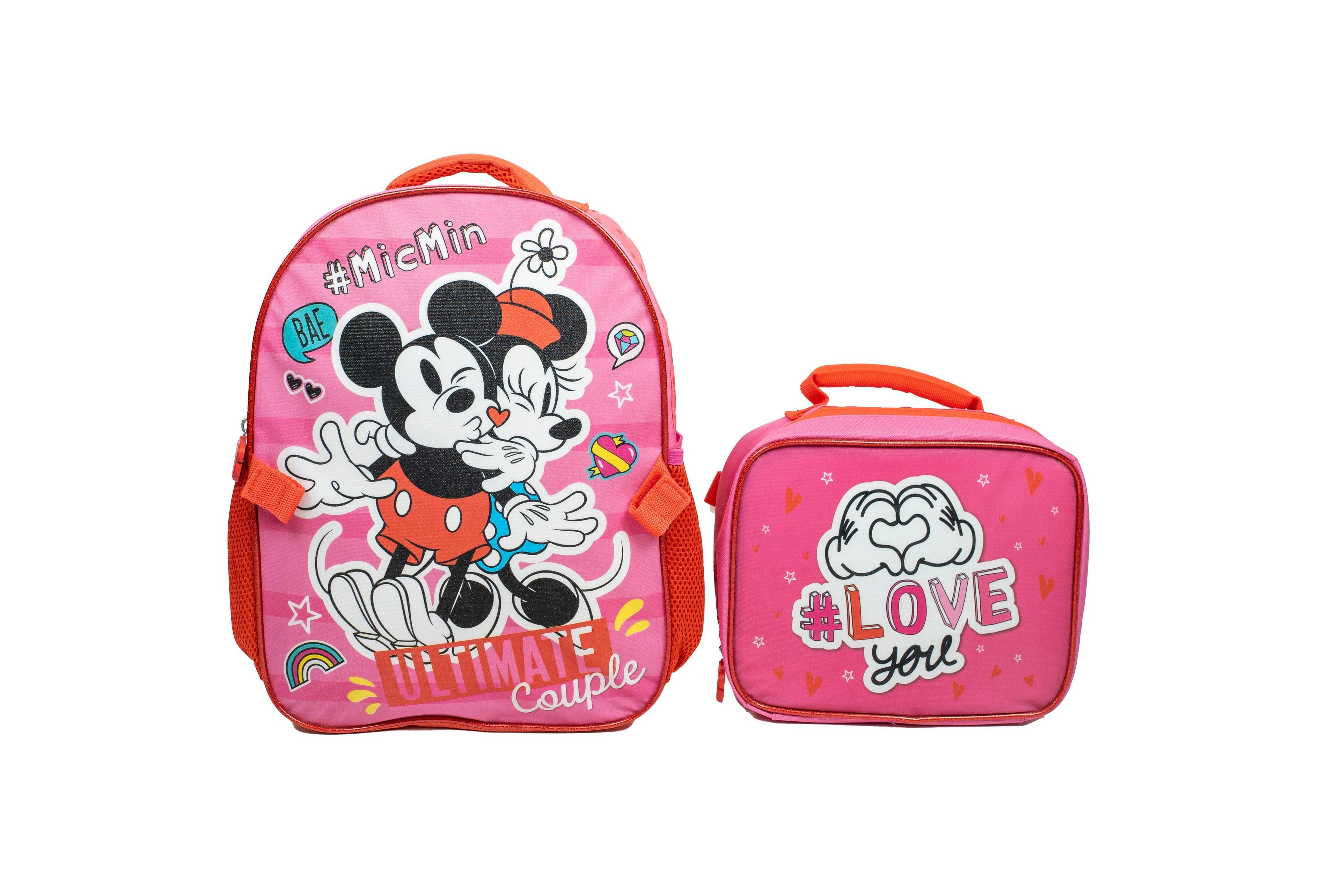 Pack Mochila con Lonchera Escolar Niña Minnie Mouse - Rosado - Disney-0