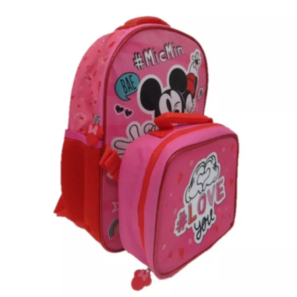 Pack Mochila con Lonchera Escolar Niña Minnie Mouse - Rosado - Disney-2