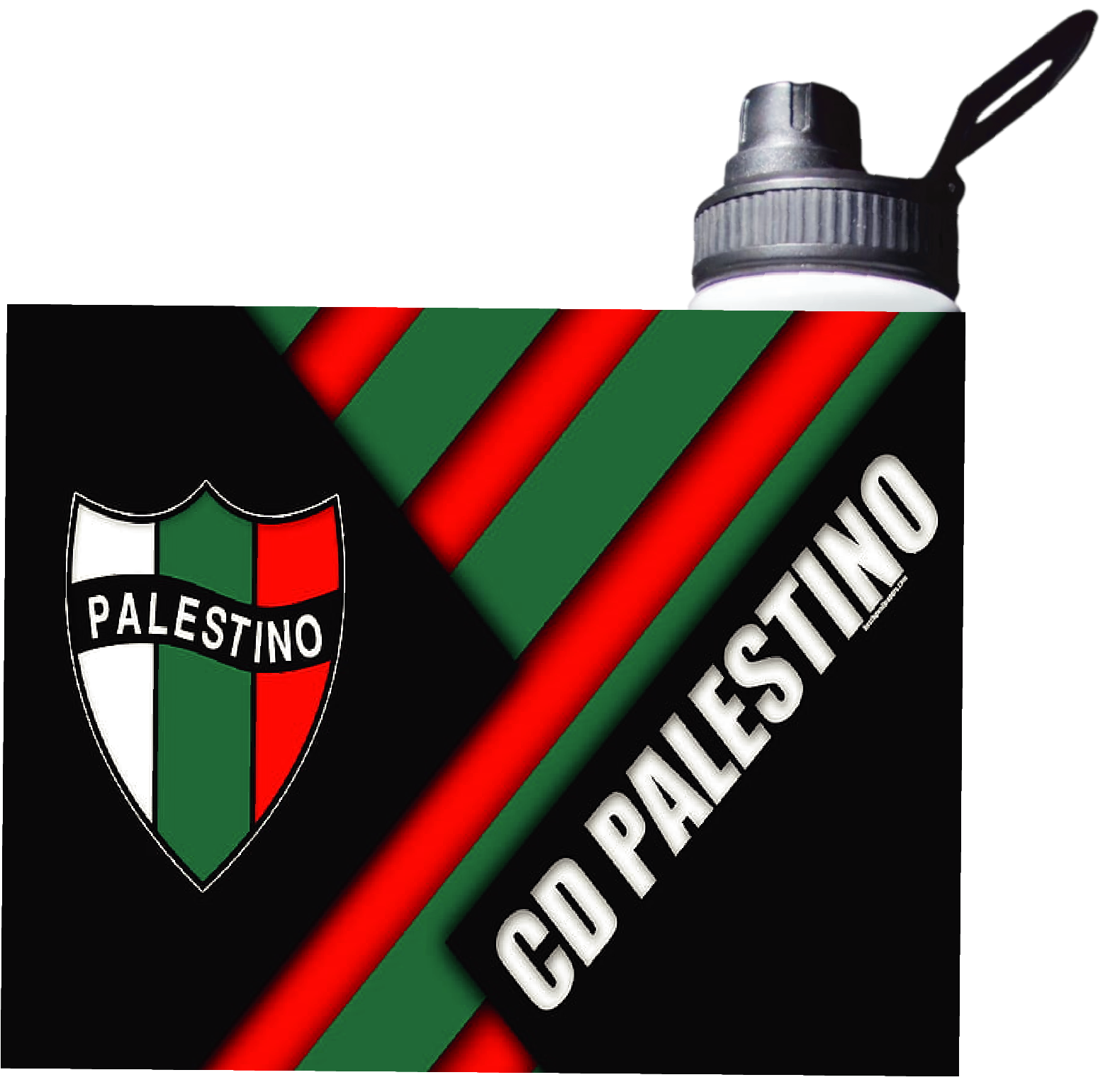 BOTELLA DE AGUA ESTAMPADA DEL CLUB PALESTINO, REGALO 1-2