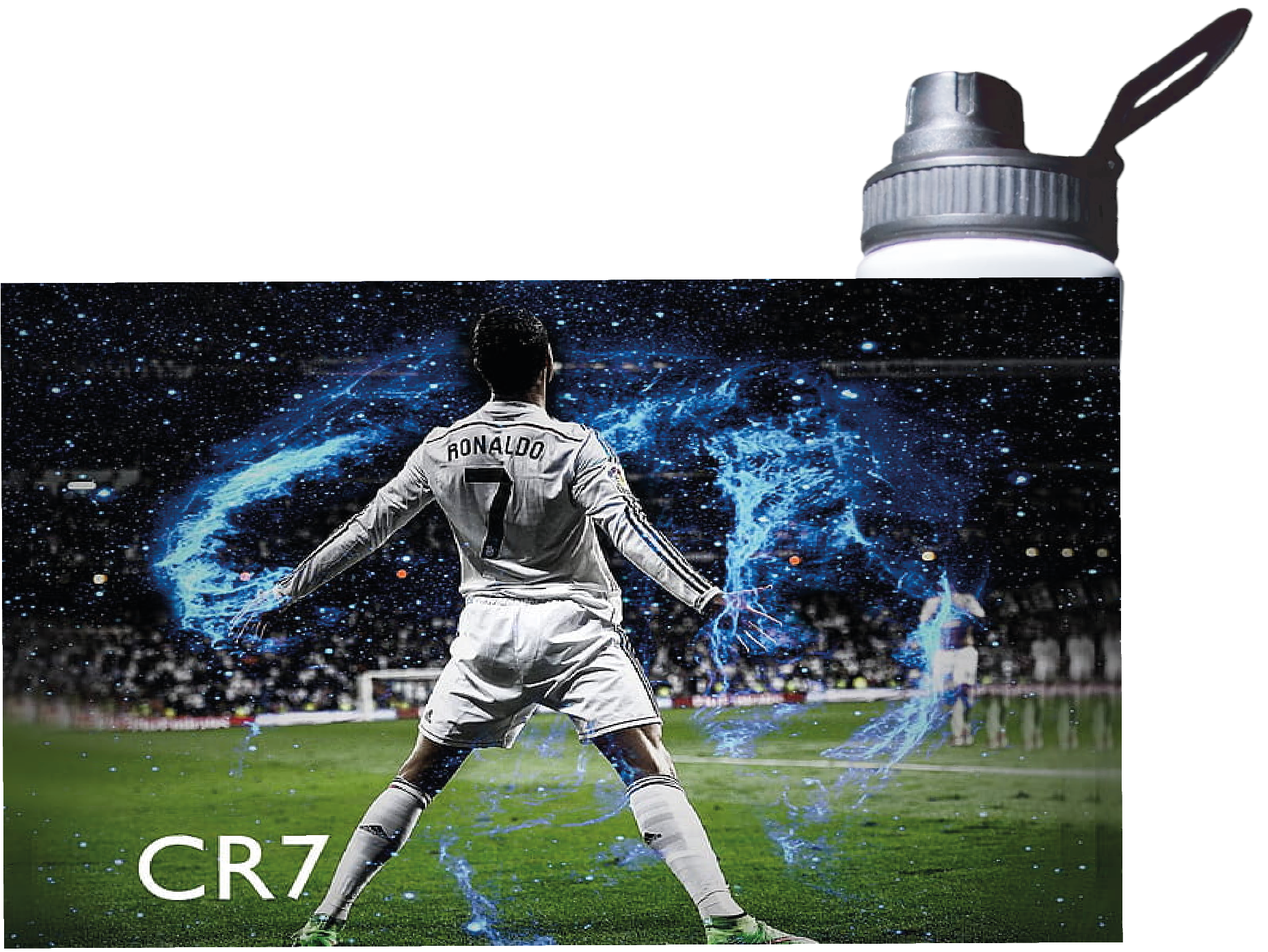 BOTELLA ESTAMPADA DE RONALDO CR7 FUTBOL IDELA PARA EL GYM-1