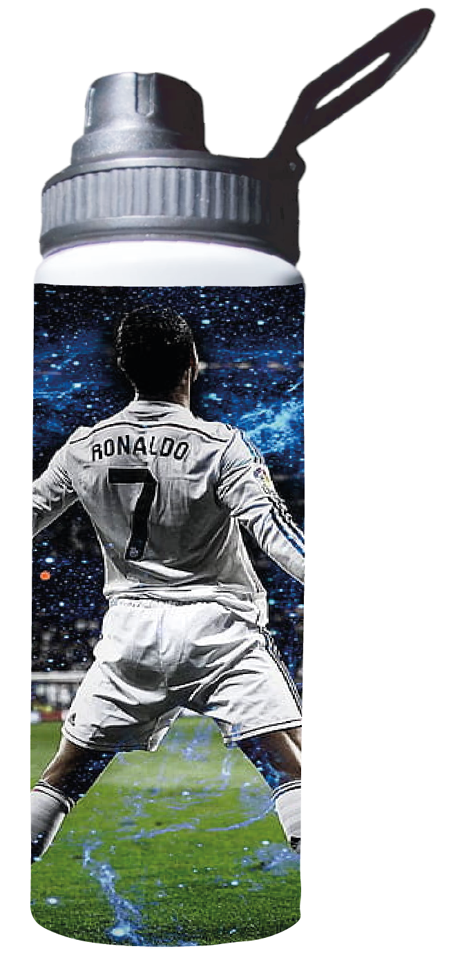 BOTELLA ESTAMPADA DE RONALDO CR7 FUTBOL IDELA PARA EL GYM-2