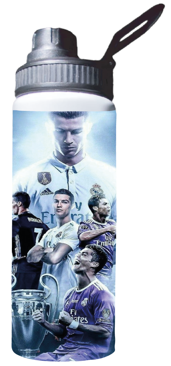 Botella Estampada Ronaldo, Cr7, Real Madrid Futbol 1 Regalo-0