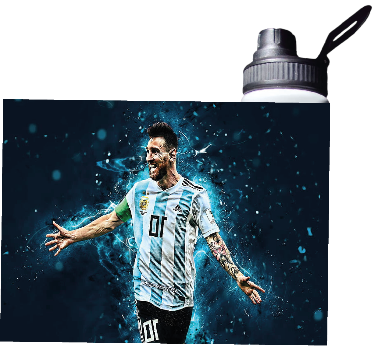 BOTELLA ESTAMPADA LIONEL MESSI FUTBOL LIDER REGALO 850ML-2