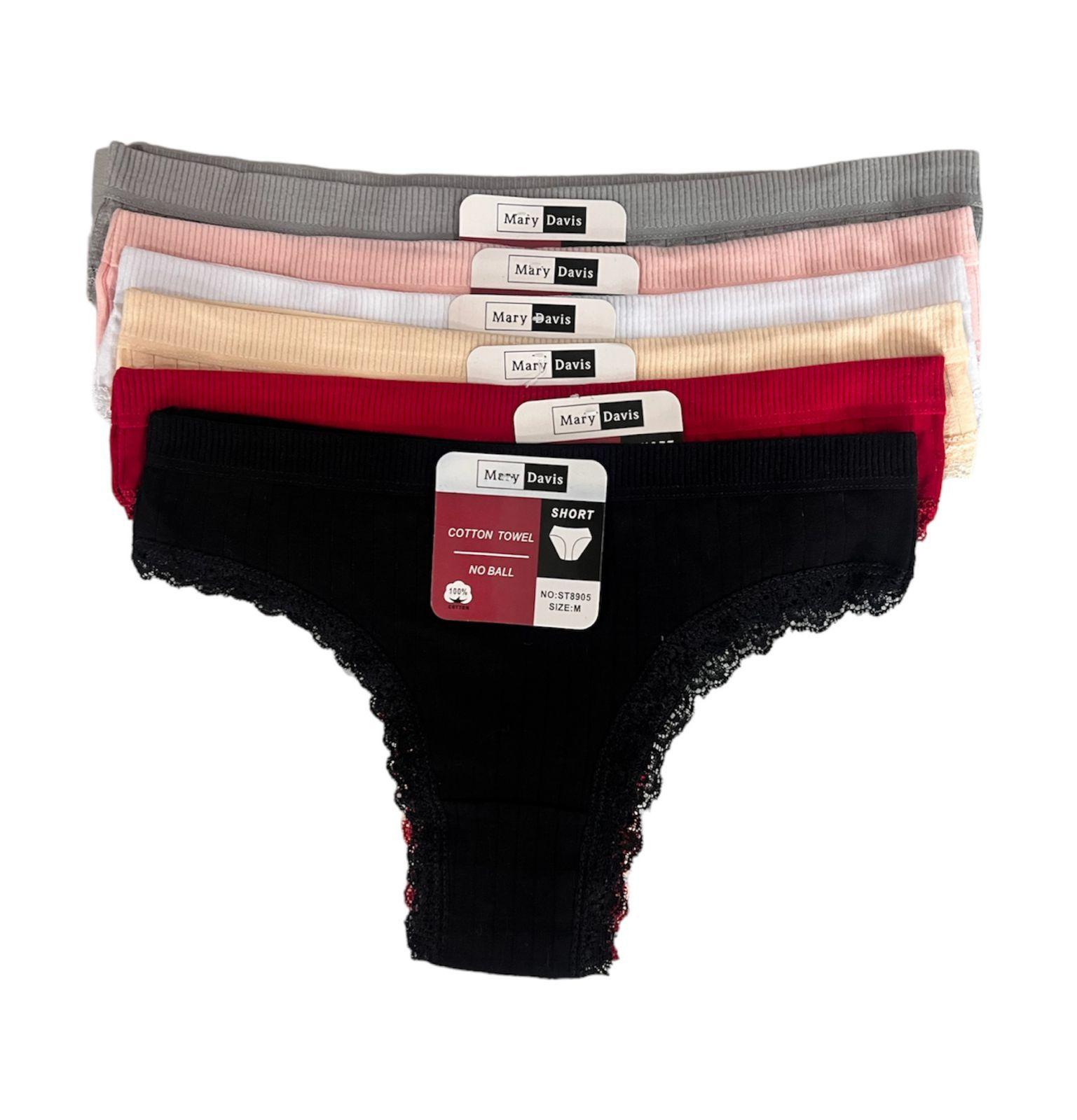 Pack 3 Calzon Braga Mujer Con Encaje Colores Surtidos TALLA L-0