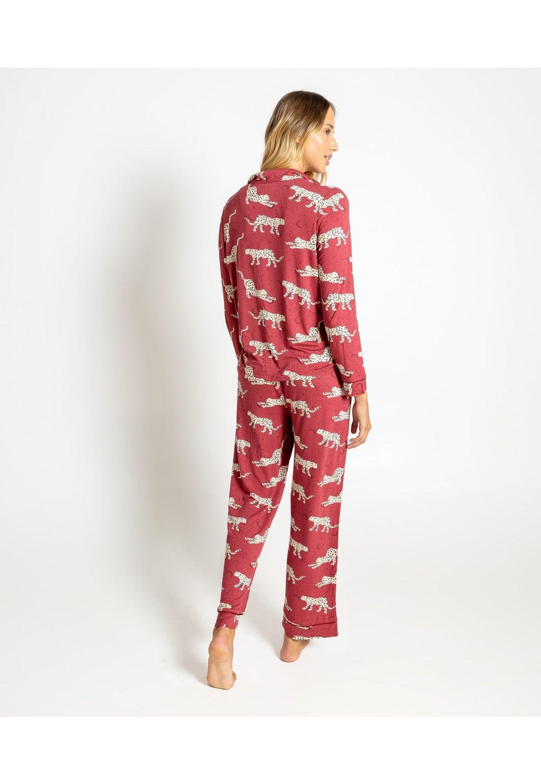 Pijama Dreamy Largo Tigres  Burdeo-2