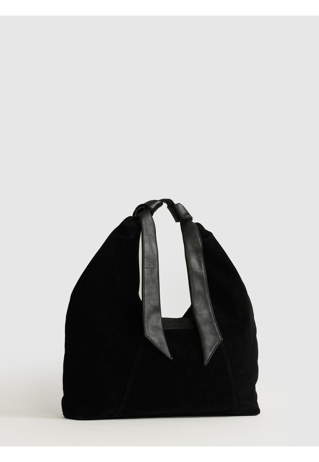 Cartera De Hombro Medialuna Nudo Suede Woman-2