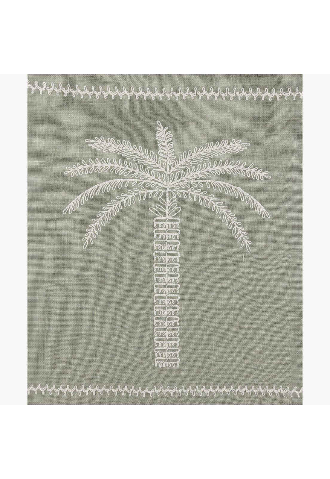Cojín Boho Algodón Palmera Bordada 45 X 45 Cm Verde-1