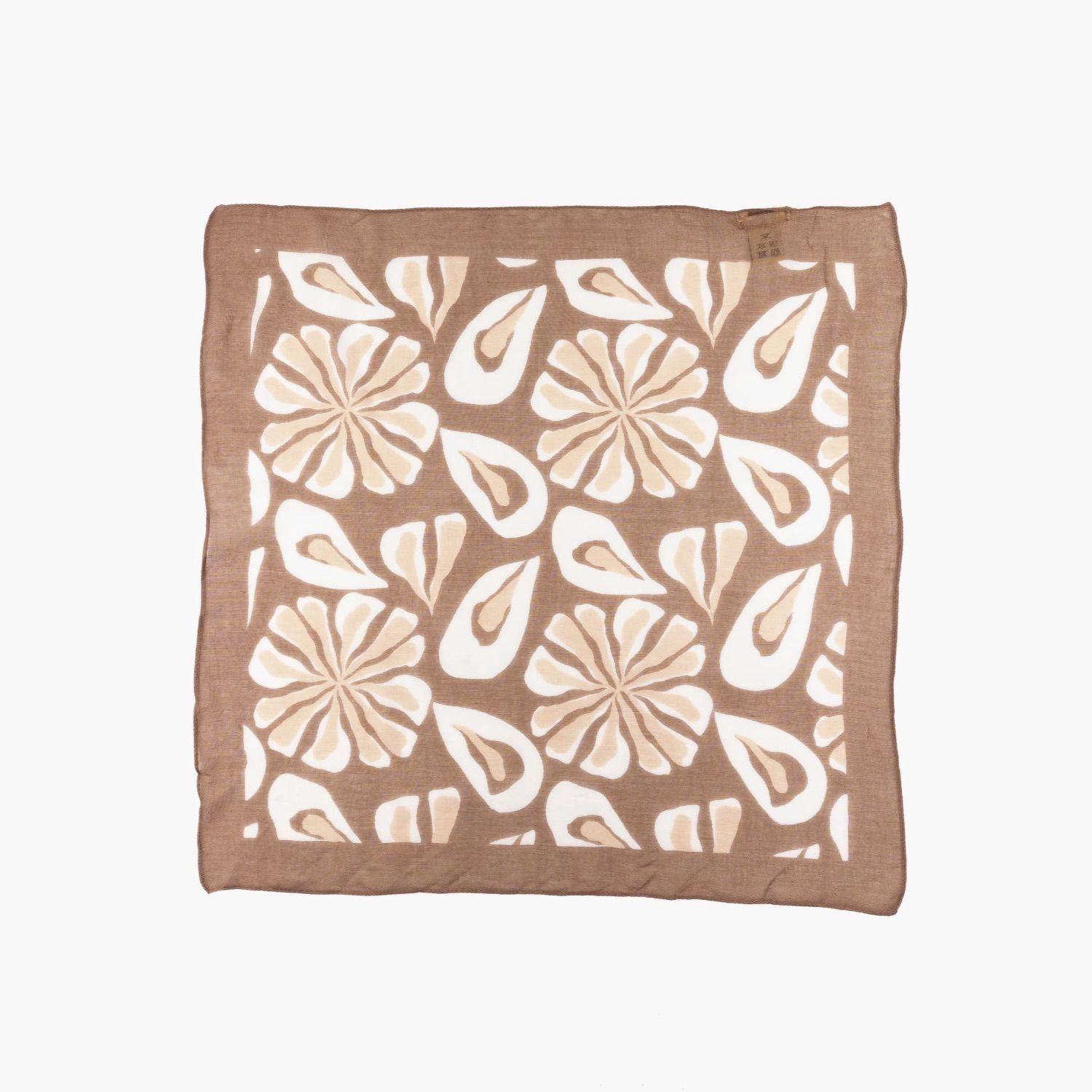 Bandana Mujer Flores Grandes Taupe-1