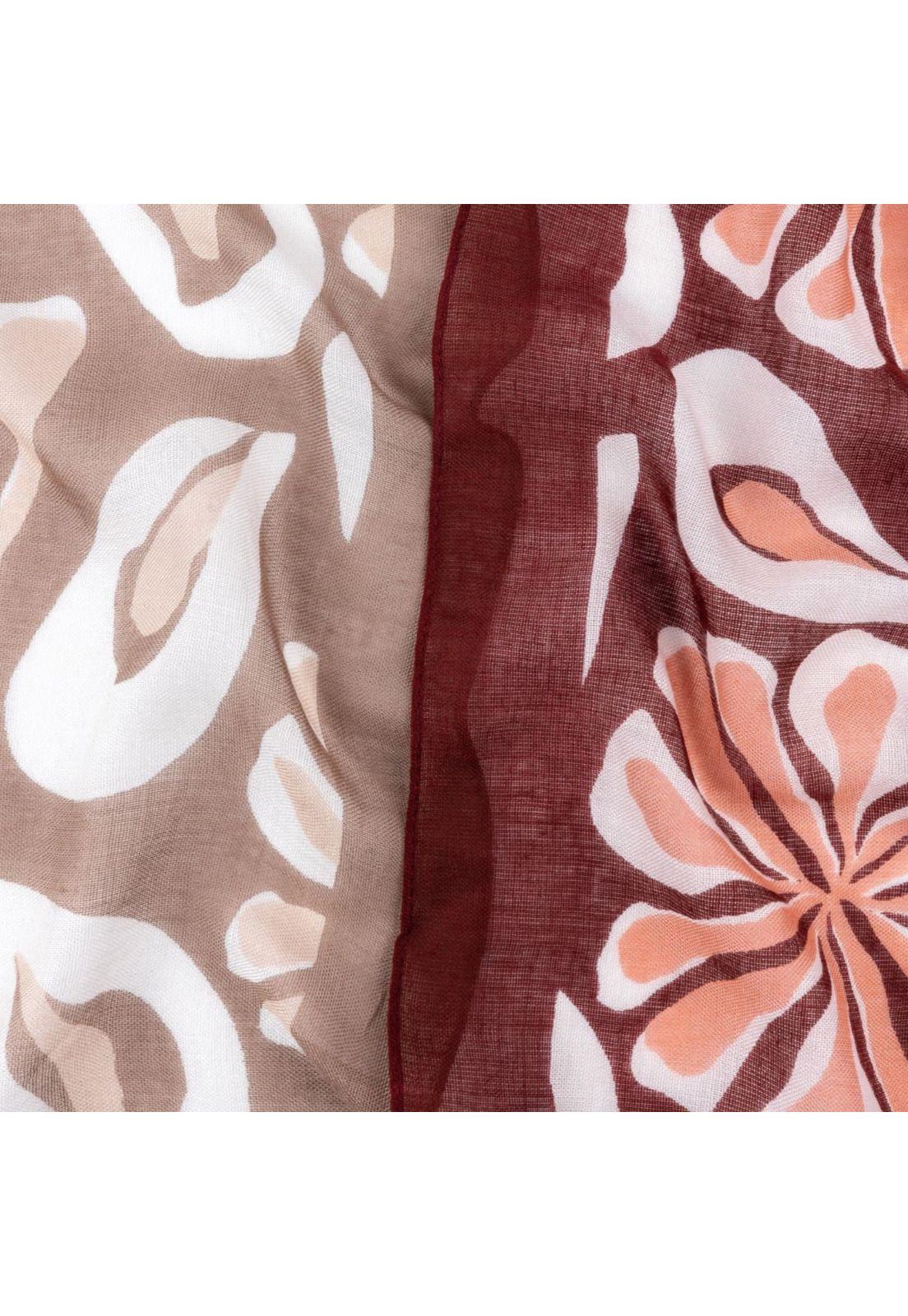 Bandana Mujer Flores Grandes Taupe-2